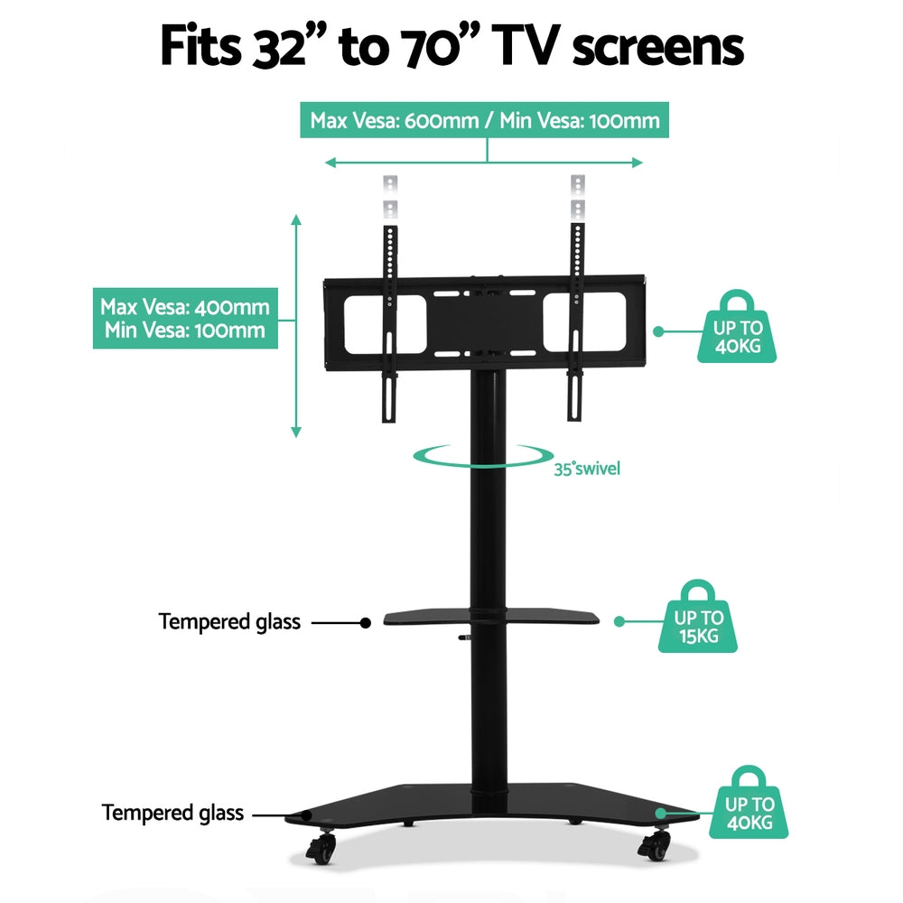 TV Units: Artiss Mobile TV Stand for 32"-70" TVs Mount Bracket Portable Solid Trolley Cart