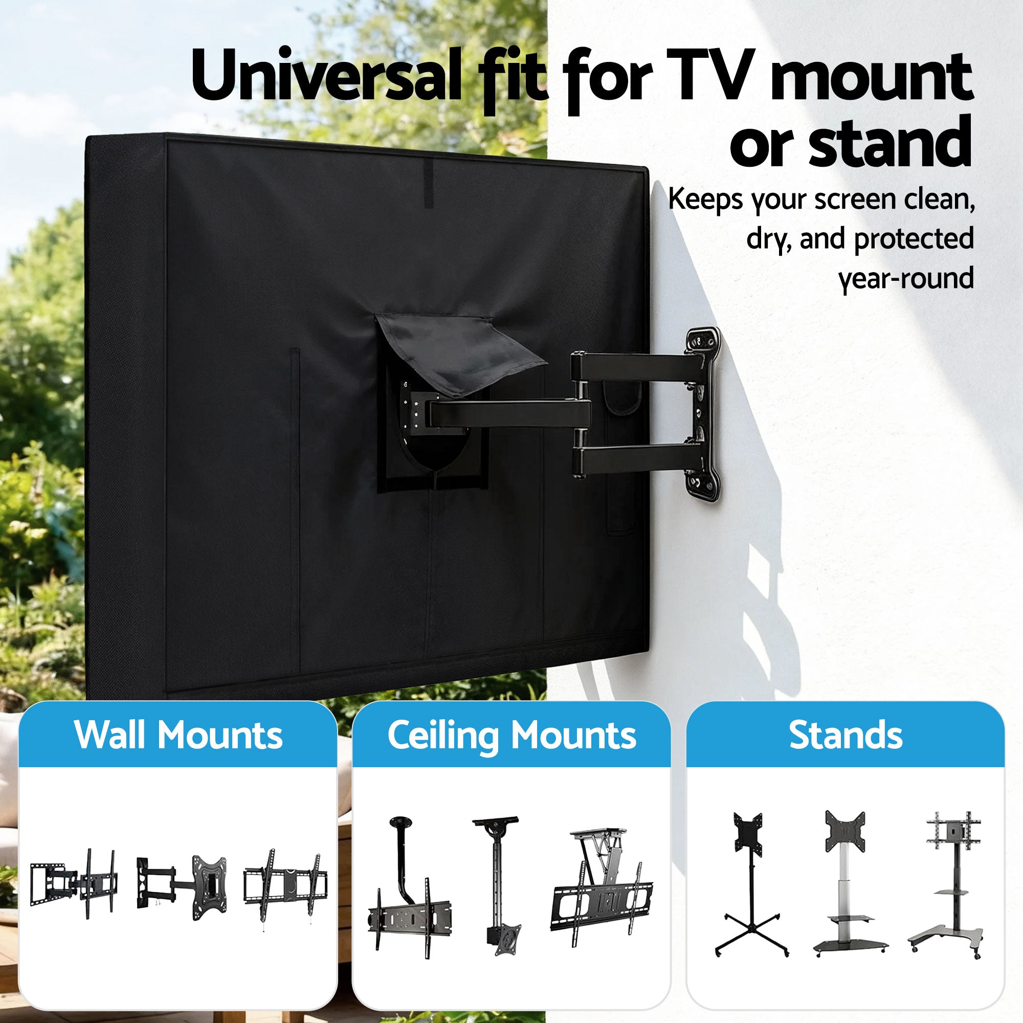 TVs & Accessories: Artiss 55-58 Inch TV Cover Waterproof Outdoor Patio Flat Television Protector