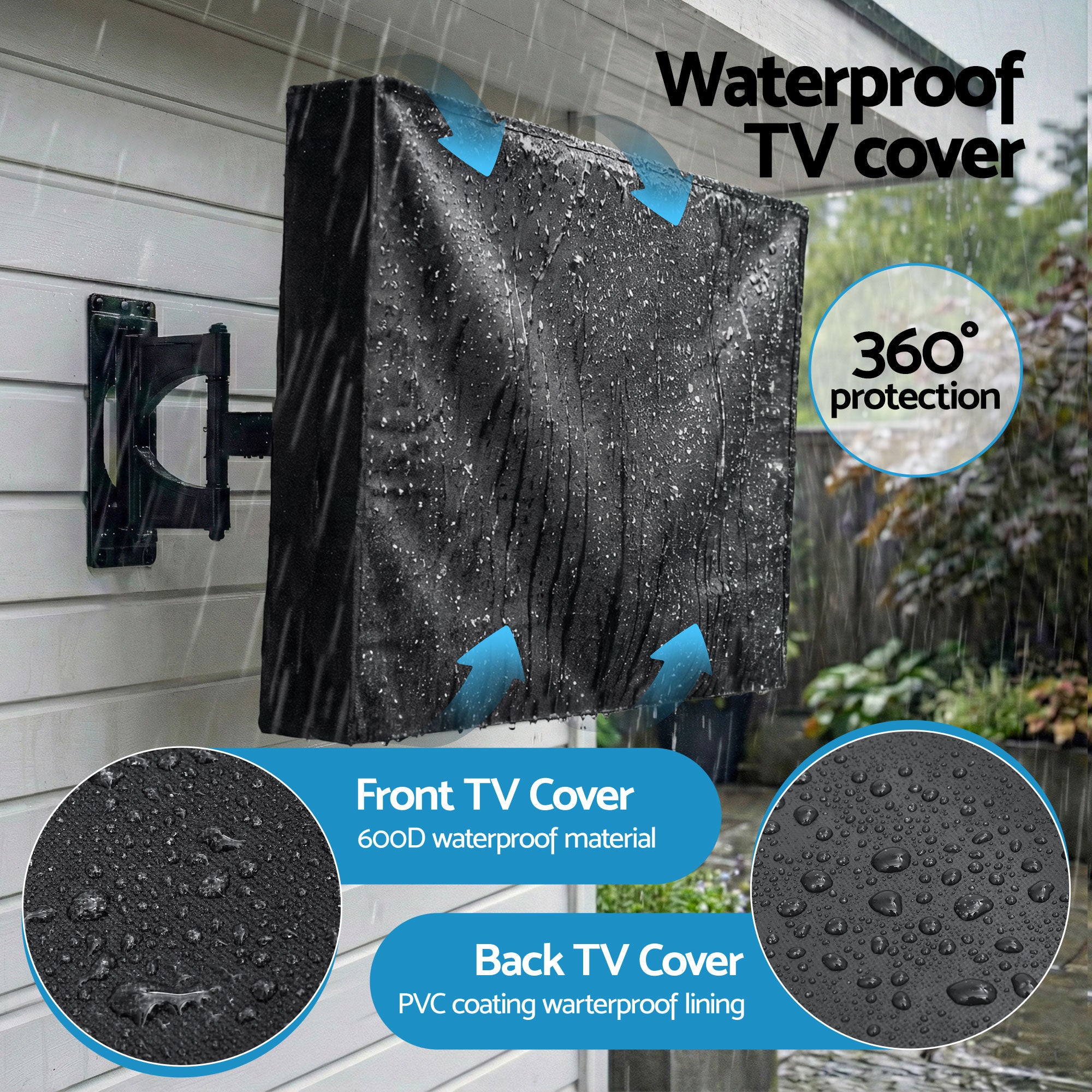TVs & Accessories: Artiss 55-58 Inch TV Cover Waterproof Outdoor Patio Flat Television Protector