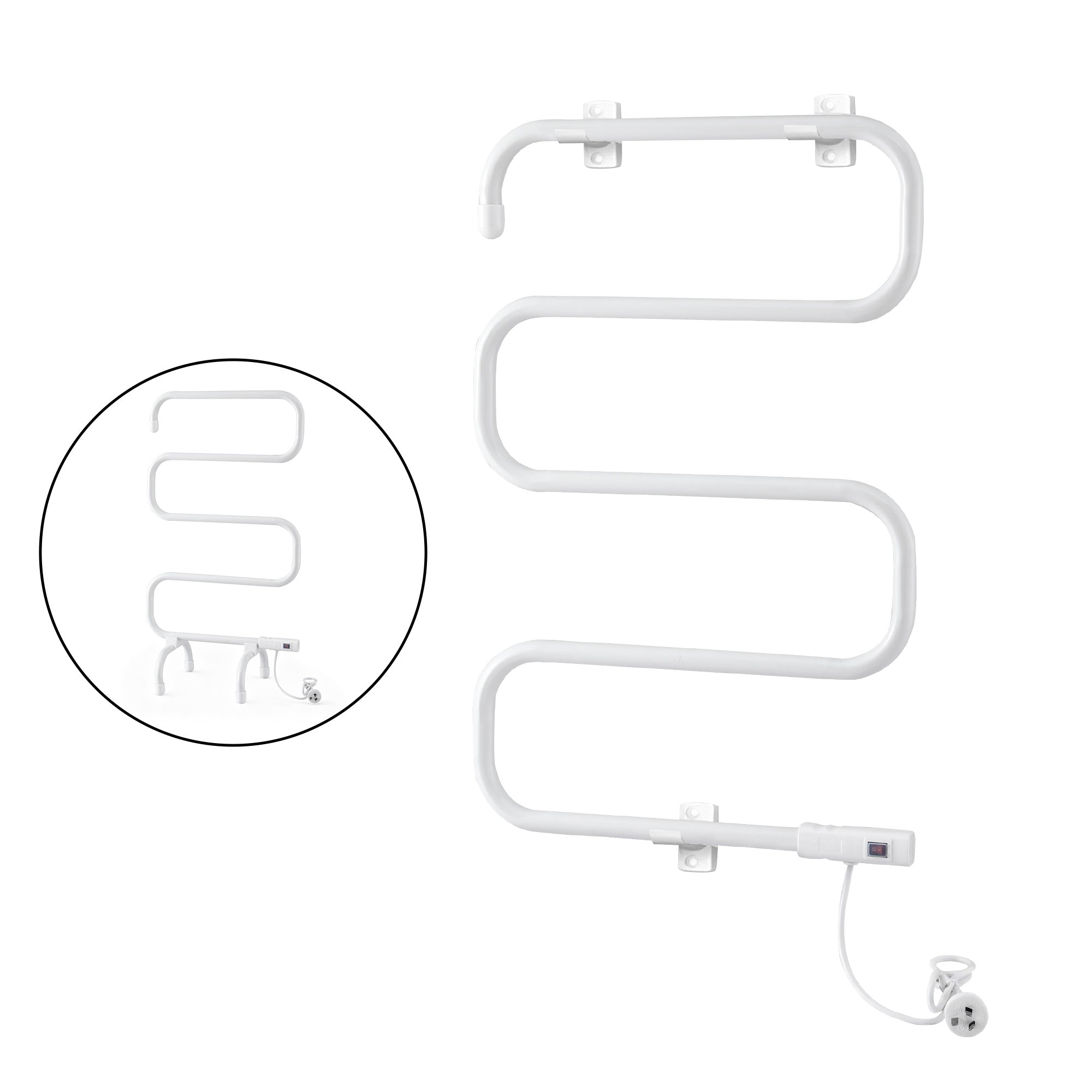 Towel Racks & Holders: Devanti Heated Towel Rail Freestanding Wall Mounted S-Shape Electric Warmer Rack