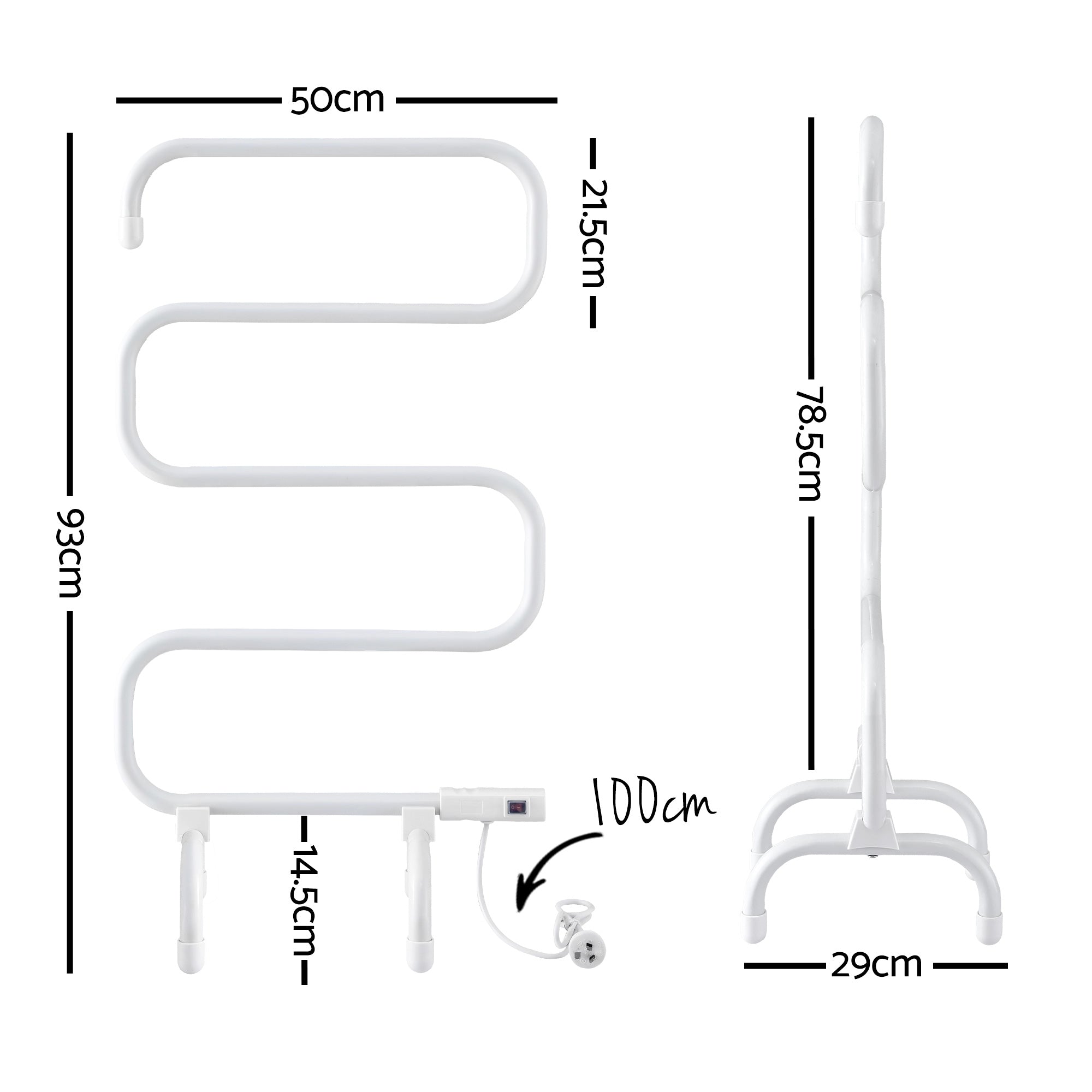 Towel Racks & Holders: Devanti Heated Towel Rail Freestanding Wall Mounted S-Shape Electric Warmer Rack