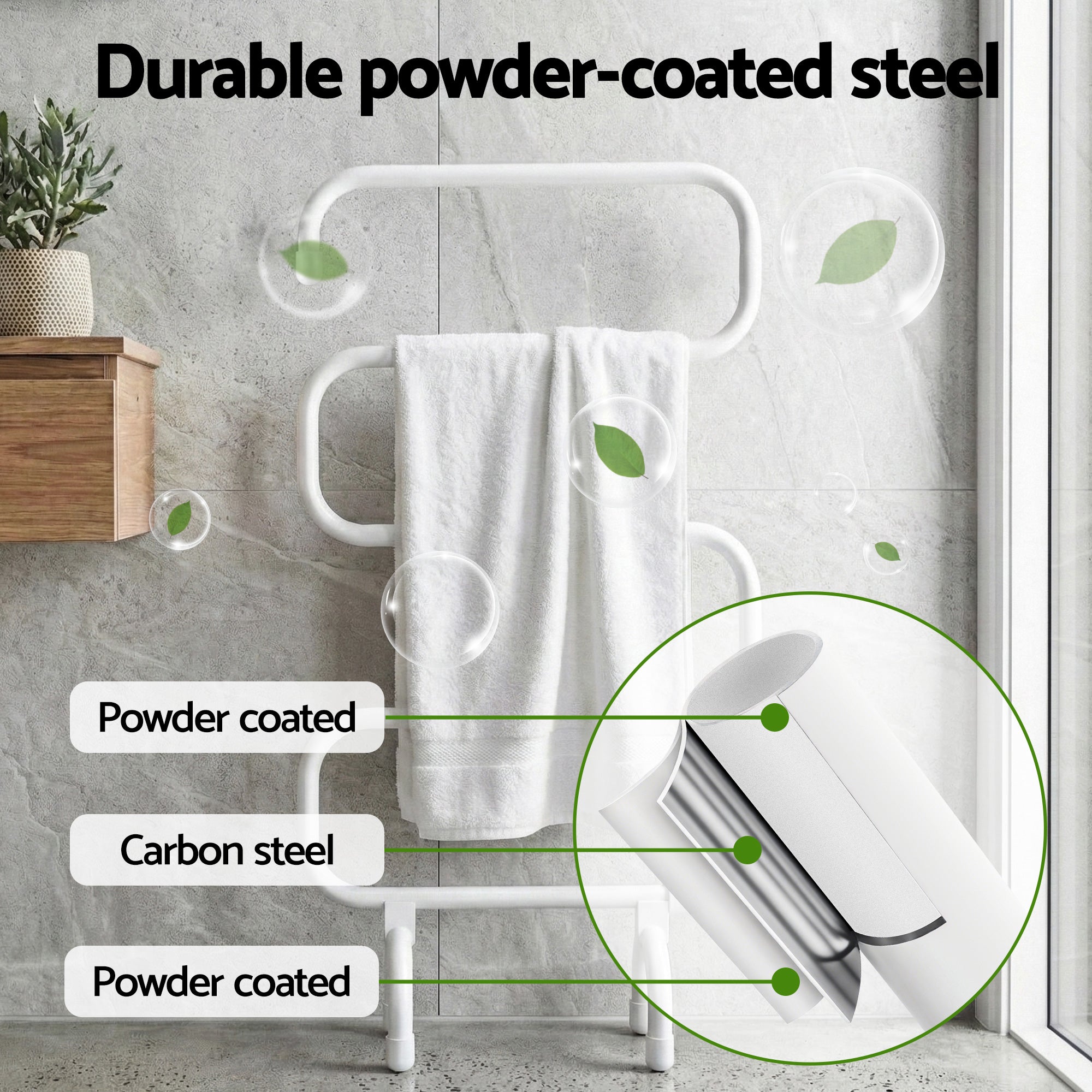 Towel Racks & Holders: Devanti Heated Towel Rail Freestanding Wall Mounted S-Shape Electric Warmer Rack