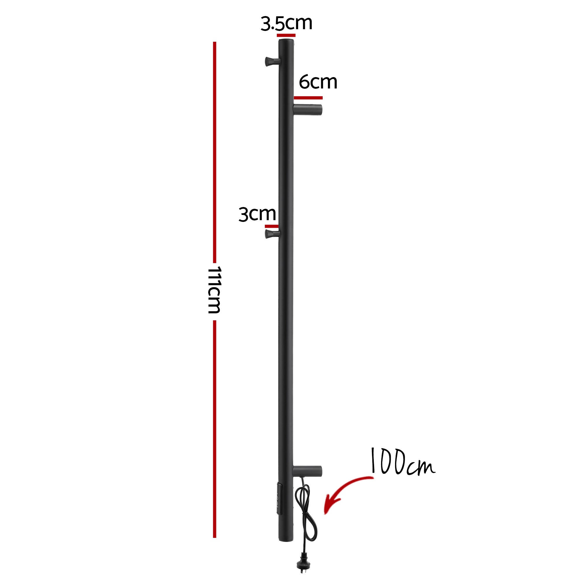 Towel Racks & Holders: Devanti Heated Towel Rail with Timer Vertical Electric Heater Warmer Rack Black