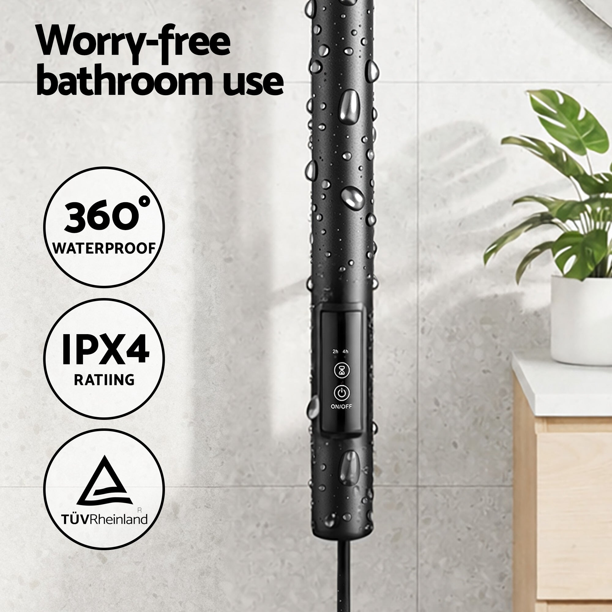Towel Racks & Holders: Devanti Heated Towel Rail with Timer Vertical Electric Heater Warmer Rack Black