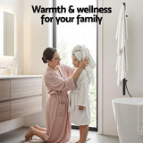 Towel Racks & Holders: Devanti Heated Towel Rail with Timer Vertical Electric Heater Warmer Rack Black
