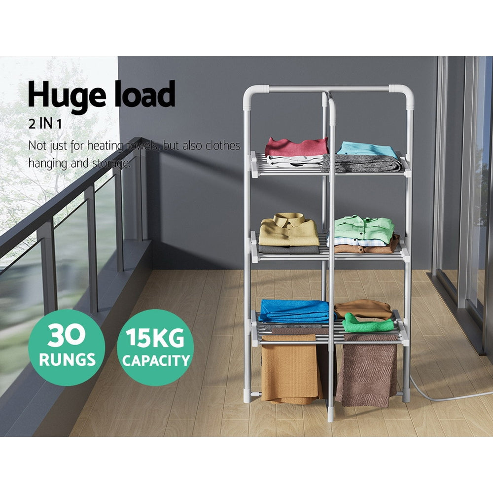 Drying Racks & Hangers: Devanti Electric Heated Towel Rail Rack 30 Bars Foldable Clothes Dry Warmer