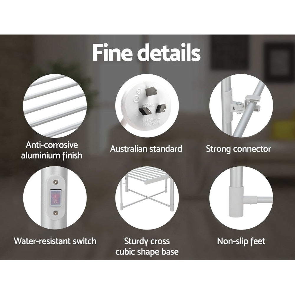 Drying Racks & Hangers: Devanti Electric Heated Towel Rail Rack 30 Bars Foldable Clothes Dry Warmer