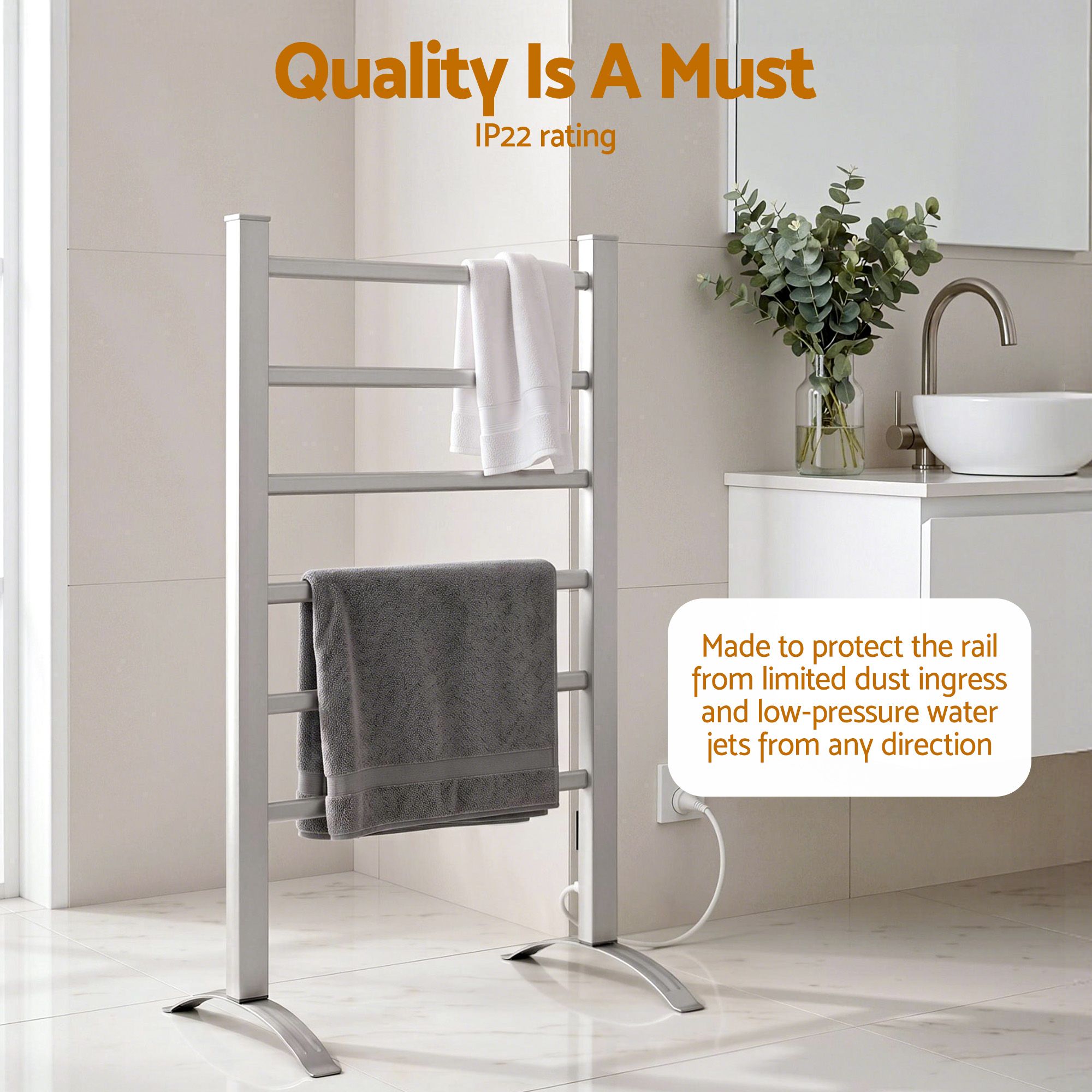 Drying Racks & Hangers: Devanti Electric Heated Towel Rail Rack 6 Bars Freestanding Clothes Dry Warmer