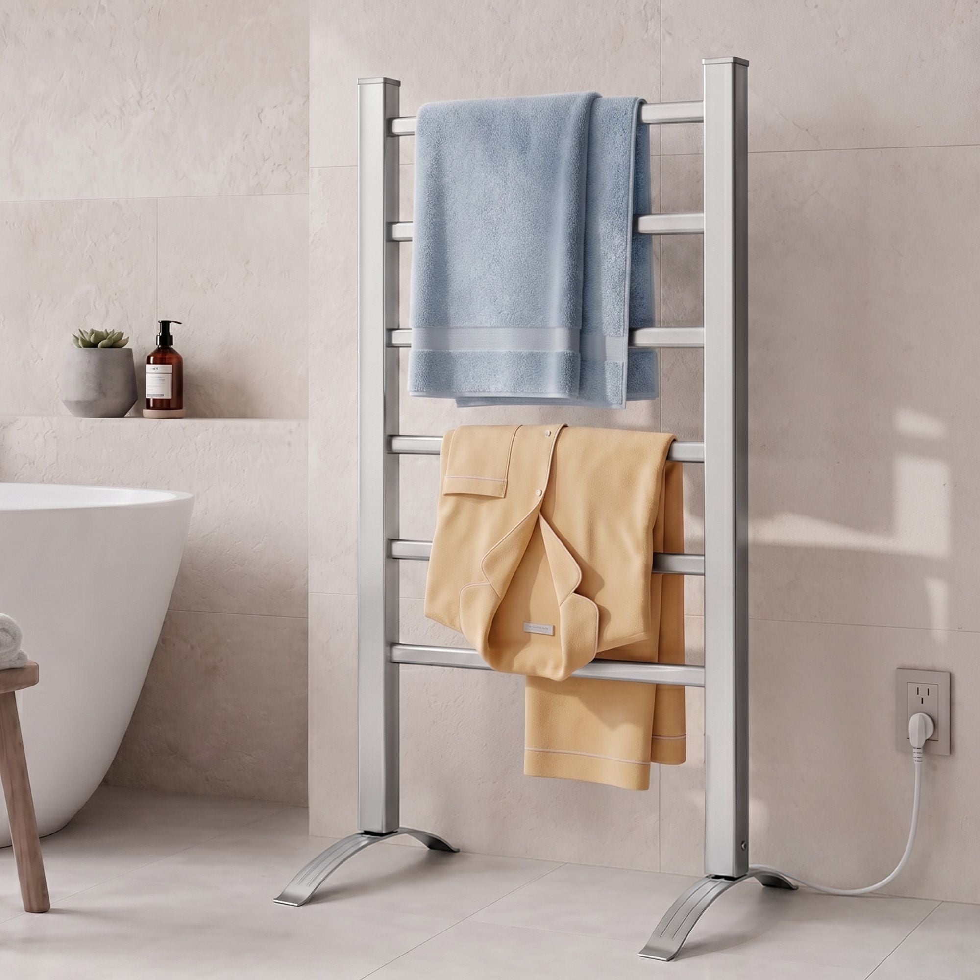 Drying Racks & Hangers: Devanti Electric Heated Towel Rail Rack 6 Bars with Timer Clothes Dry Warmer
