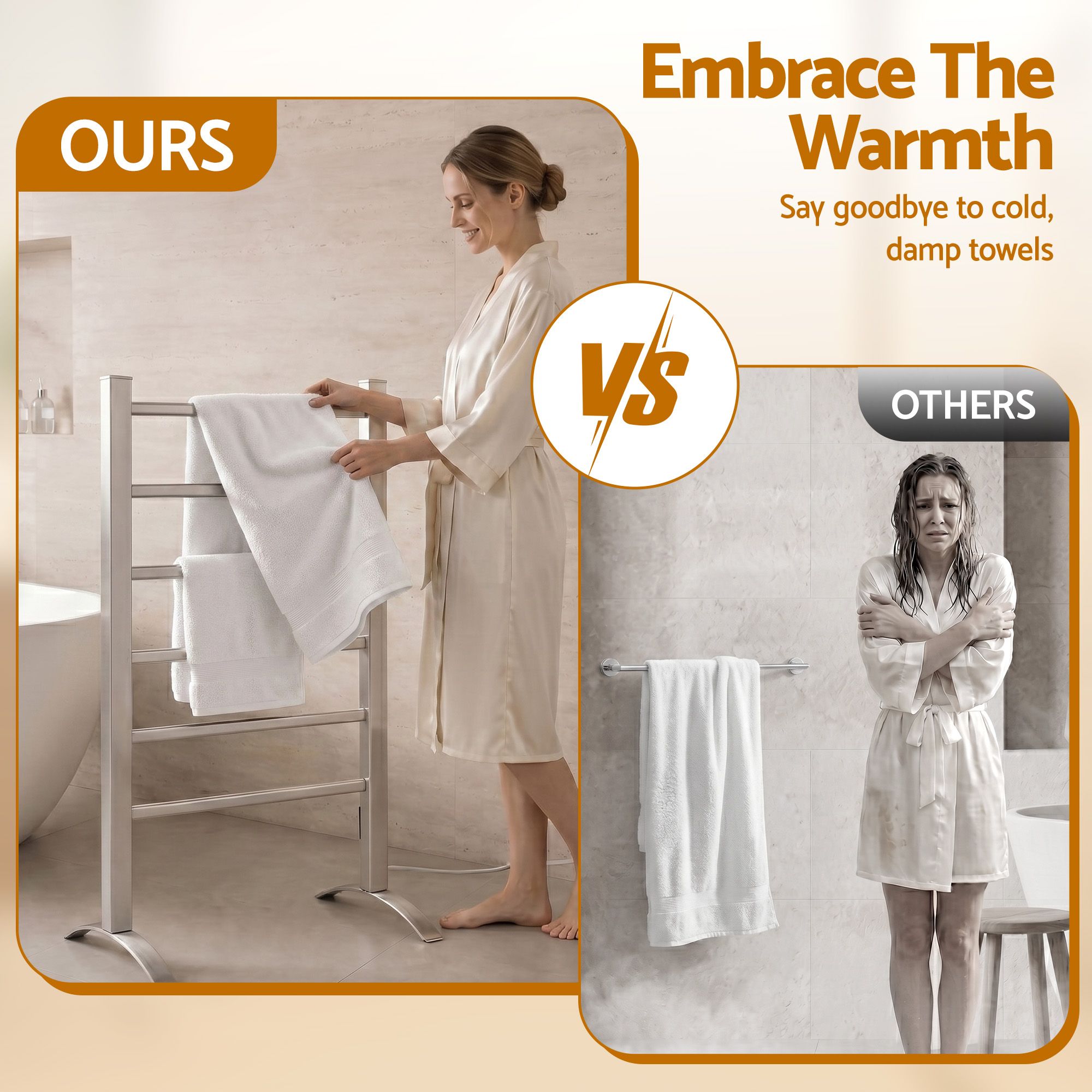 Drying Racks & Hangers: Devanti Electric Heated Towel Rail Rack 6 Bars with Timer Clothes Dry Warmer