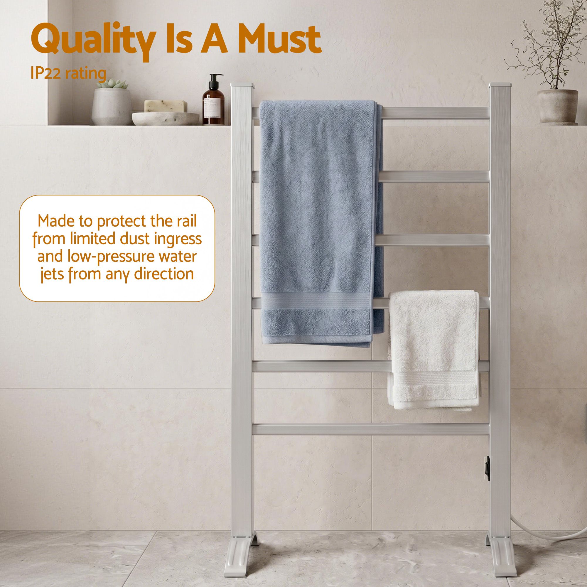 Drying Racks & Hangers: Devanti Electric Heated Towel Rail Rack 6 Bars with Timer Clothes Dry Warmer