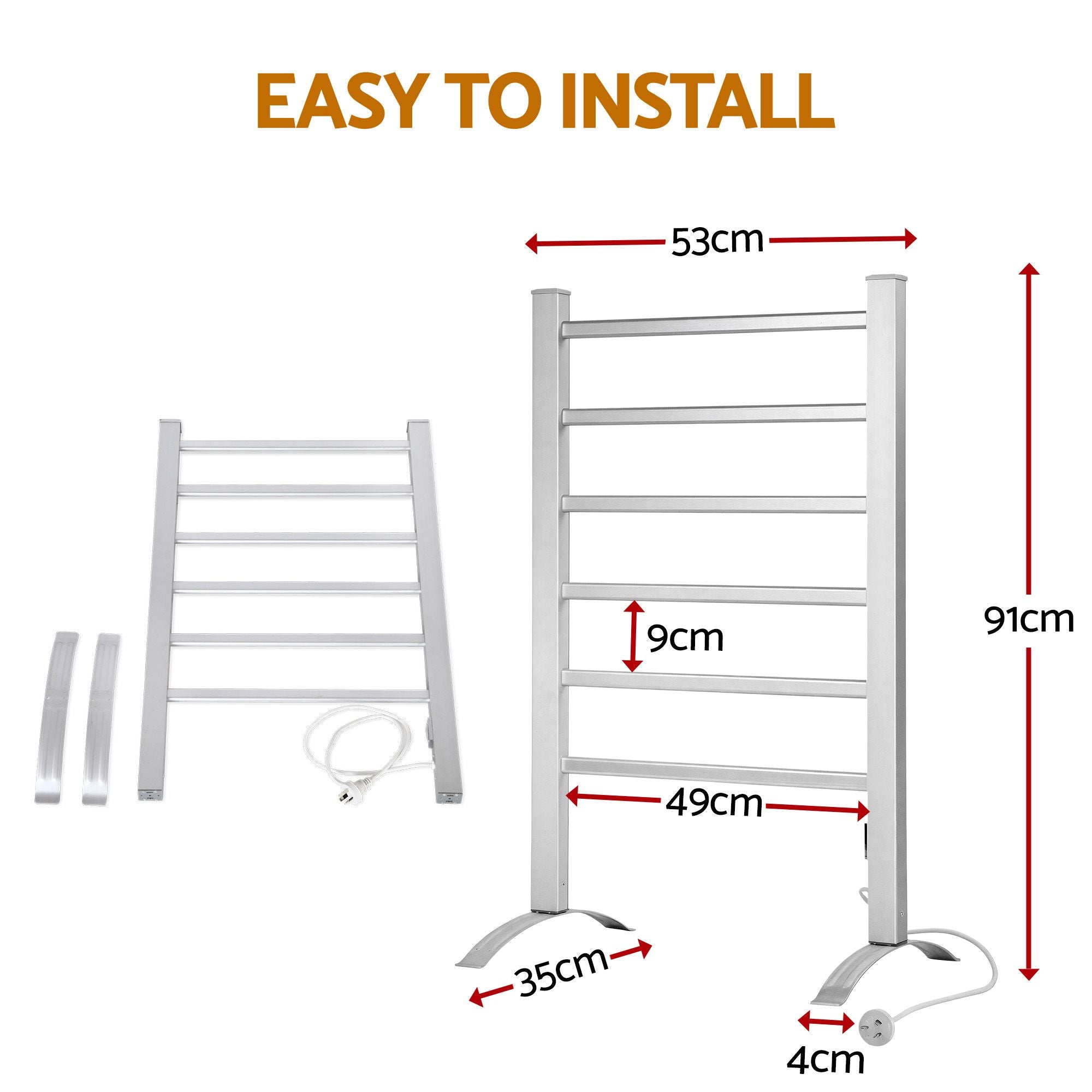 Drying Racks & Hangers: Devanti Electric Heated Towel Rail Rack 6 Bars with Timer Clothes Dry Warmer