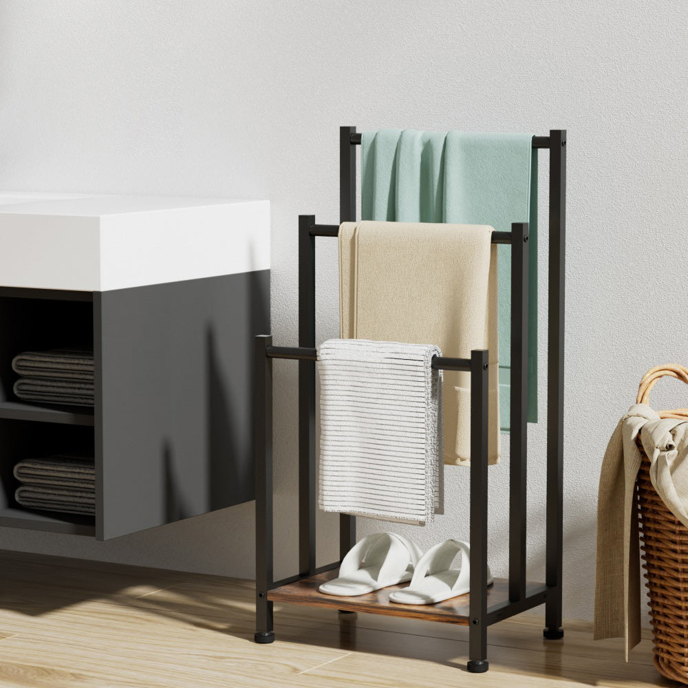 Towel Racks & Holders: 3 Tier Towel Rack Rail Freestanding Holder Bathroom Organizer Laundry Drying Bar