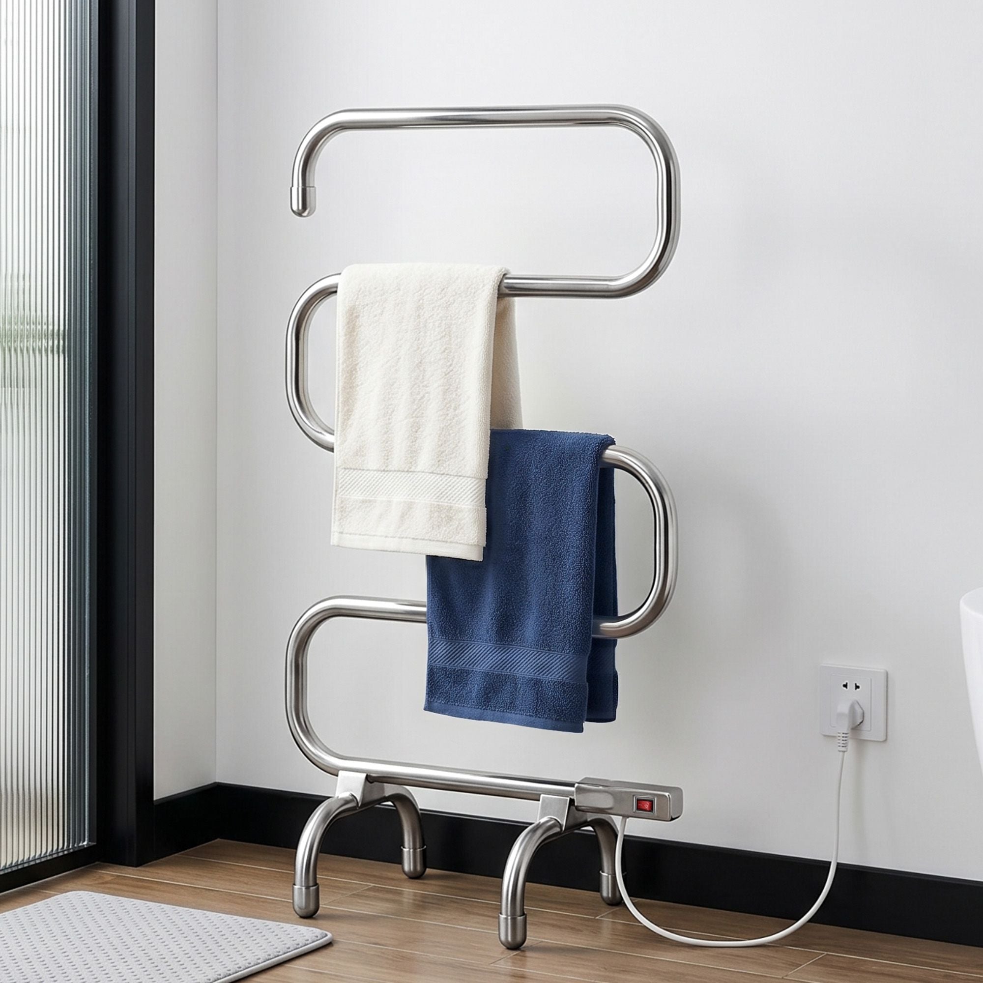 Drying Racks & Hangers: Devanti Electric Heated Towel Rail Rack 5 Bars Freestanding Clothes Dry Warmer