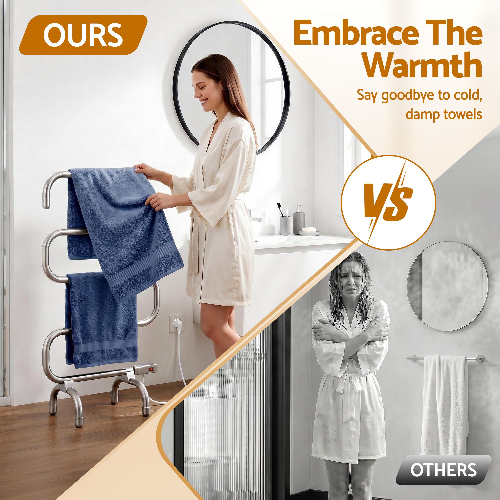Drying Racks & Hangers: Devanti Electric Heated Towel Rail Rack 5 Bars Freestanding Clothes Dry Warmer
