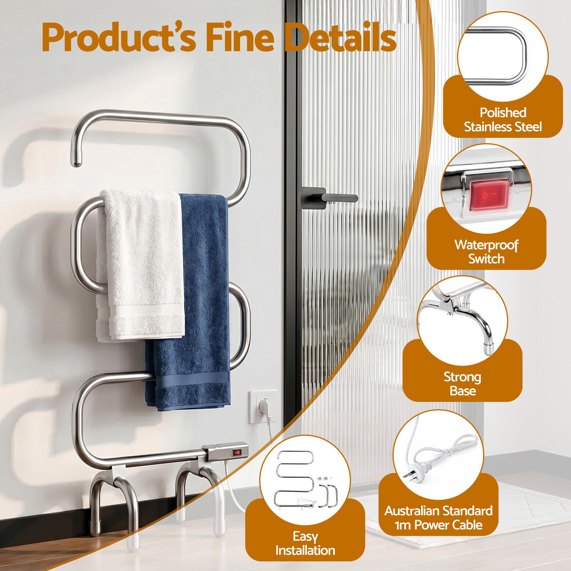 Drying Racks & Hangers: Devanti Electric Heated Towel Rail Rack 5 Bars Freestanding Clothes Dry Warmer