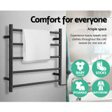 Drying Racks & Hangers: Devanti Electric Heated Towel Rail Rack 5 Bars Wall Mounted Clothes Dry Warmer