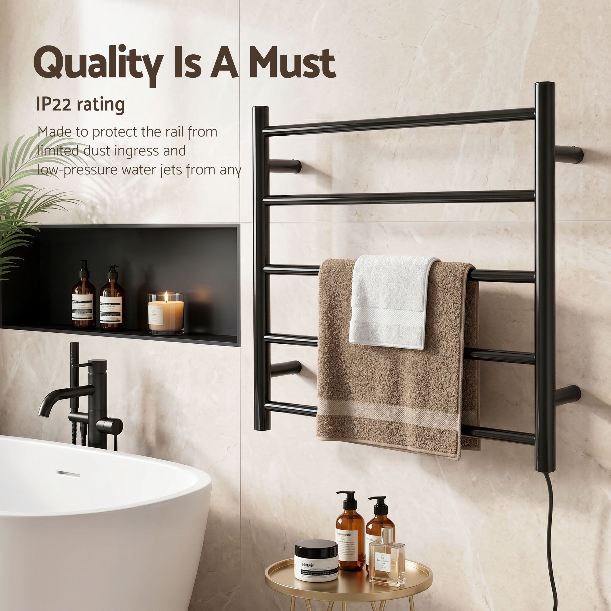Drying Racks & Hangers: Devanti Electric Heated Towel Rail Rack 5 Bars Wall Mounted Clothes Dry Warmer