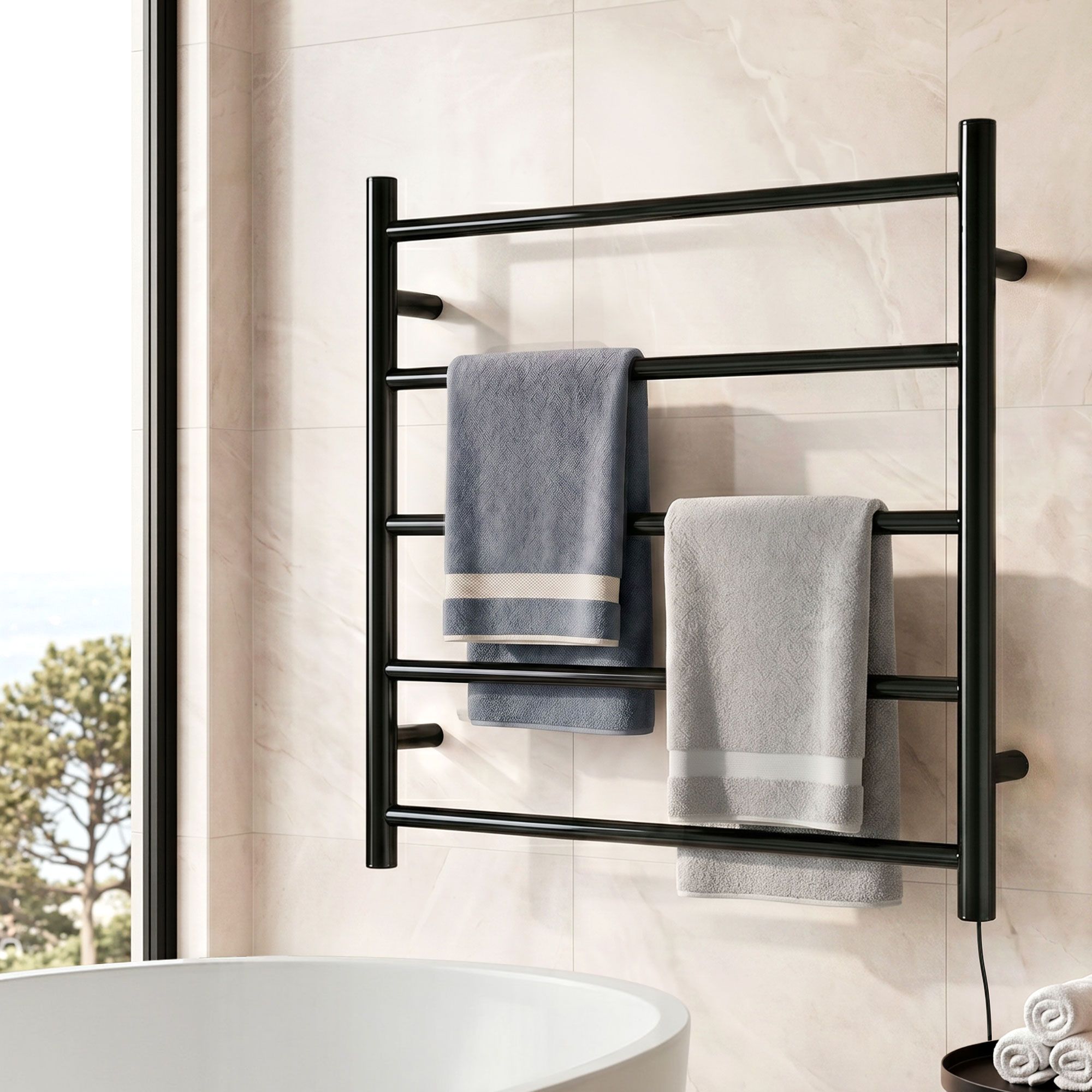 Drying Racks & Hangers: Devanti Electric Heated Towel Rail Rack 5 Bars Wall Mounted Clothes Dry Warmer