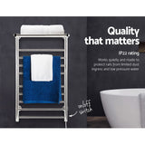 98765-Devanti Electric Heated Towel Rail Rack 14 Bars Wall Mounted Clothes Dry Warmer