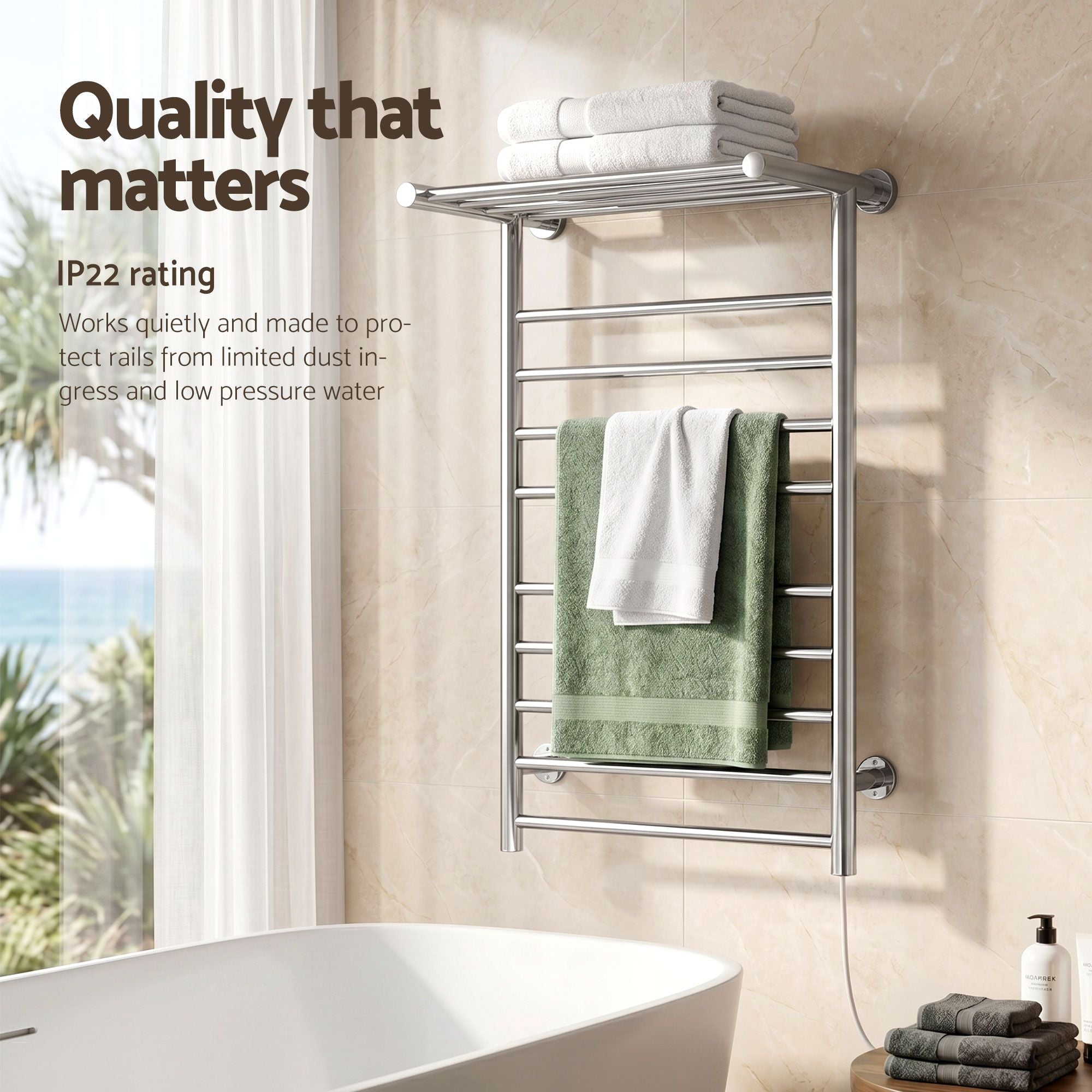 Drying Racks & Hangers: Devanti Electric Heated Towel Rail Rack 14 Bars Wall Mounted Clothes Dry Warmer