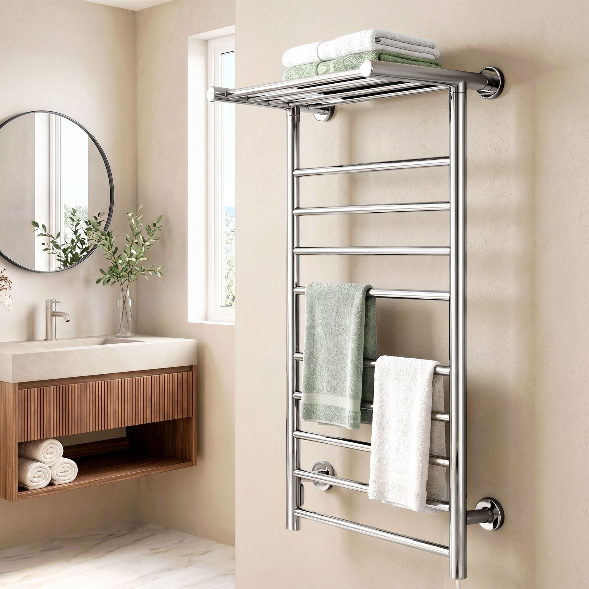 Drying Racks & Hangers: Devanti Electric Heated Towel Rail Rack 14 Bars Wall Mounted Clothes Dry Warmer