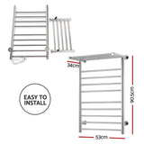 Drying Racks & Hangers: Devanti Electric Heated Towel Rail Rack 14 Bars Wall Mounted Clothes Dry Warmer