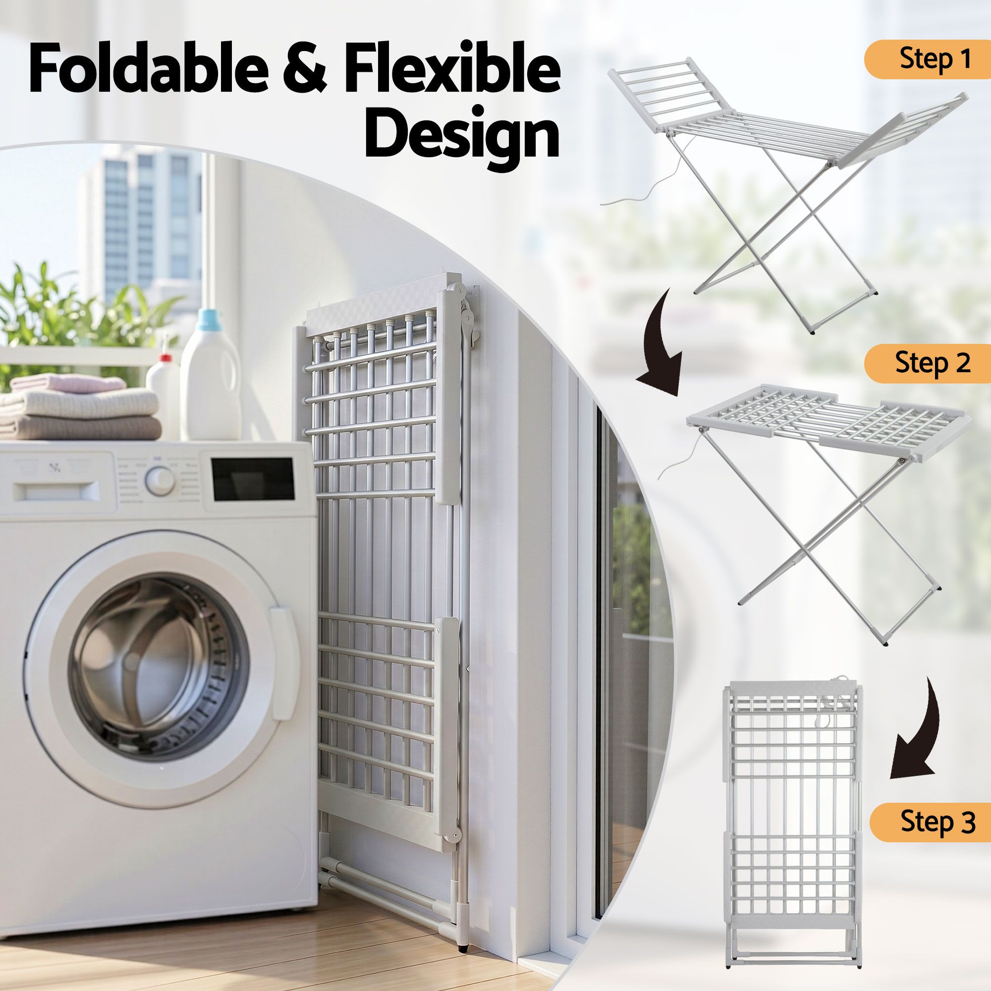 Drying Racks & Hangers: Devanti Electric Heated Towel Rail Rack 18 Bars Freestanding Clothes Dry Warmer