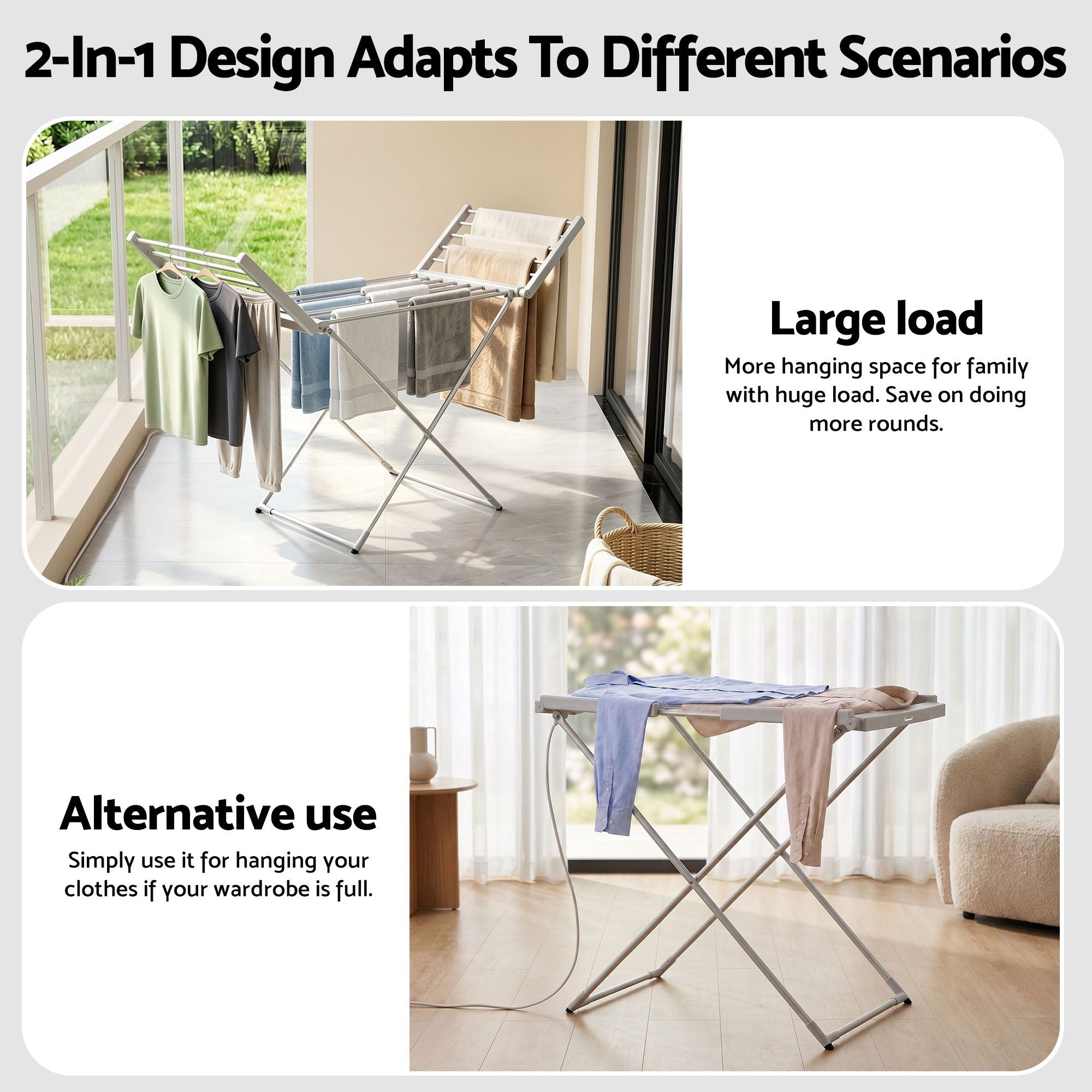 Drying Racks & Hangers: Devanti Electric Heated Towel Rail Rack 18 Bars Freestanding Clothes Dry Warmer