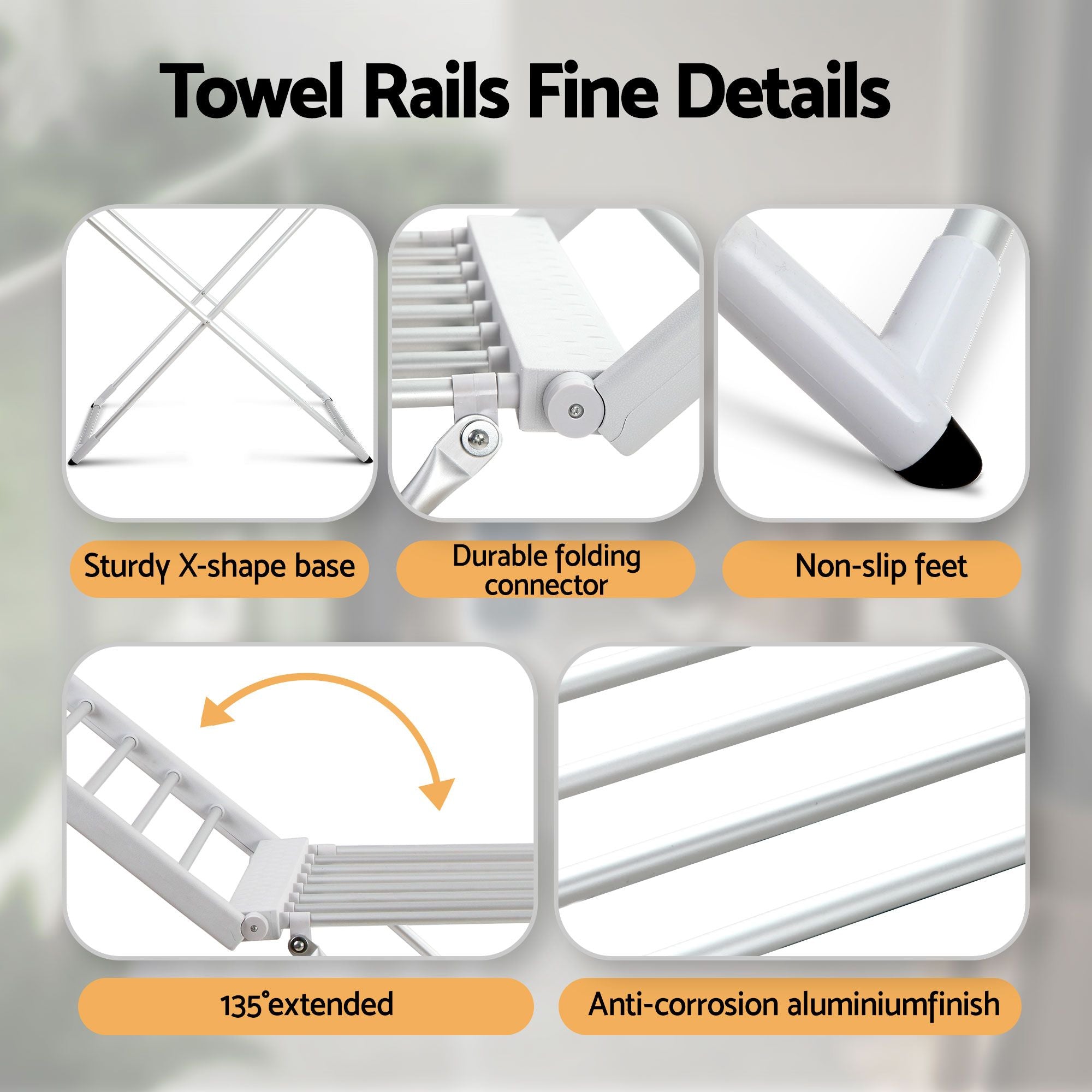 Drying Racks & Hangers: Devanti Electric Heated Towel Rail Rack 18 Bars Freestanding Clothes Dry Warmer
