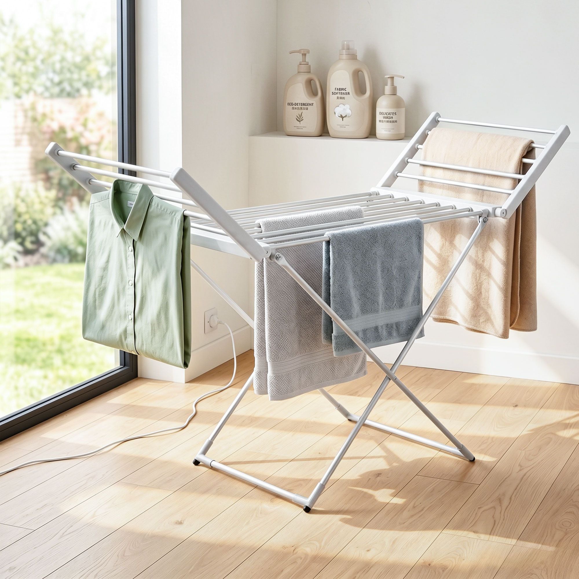 Drying Racks & Hangers: Devanti Electric Heated Towel Rail Rack 18 Bars Freestanding Clothes Dry Warmer