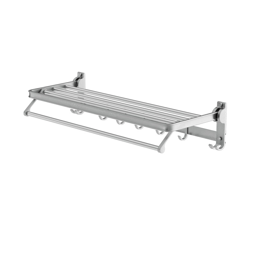 Towel Racks & Holders: Towel Rail Rack Holder 4 Bars Wall Mounted Aluminium Foldable Hanging Hook