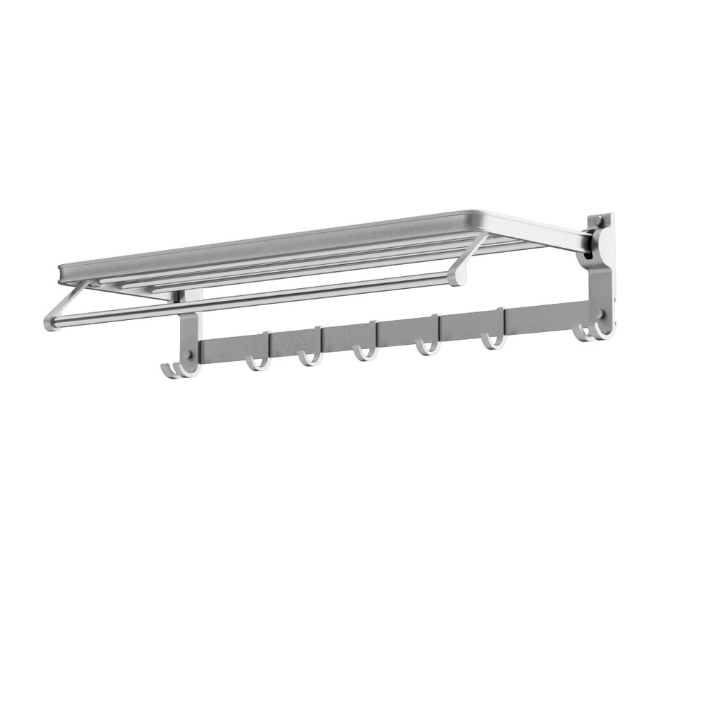 Towel Racks & Holders: Towel Rail Rack Holder 4 Bars Wall Mounted Aluminium Foldable Hanging Hook