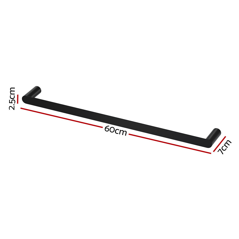 Towel Racks & Holders: Towel Rail Rack Holder Single 600mm Wall Mounted Stainless Steel Black