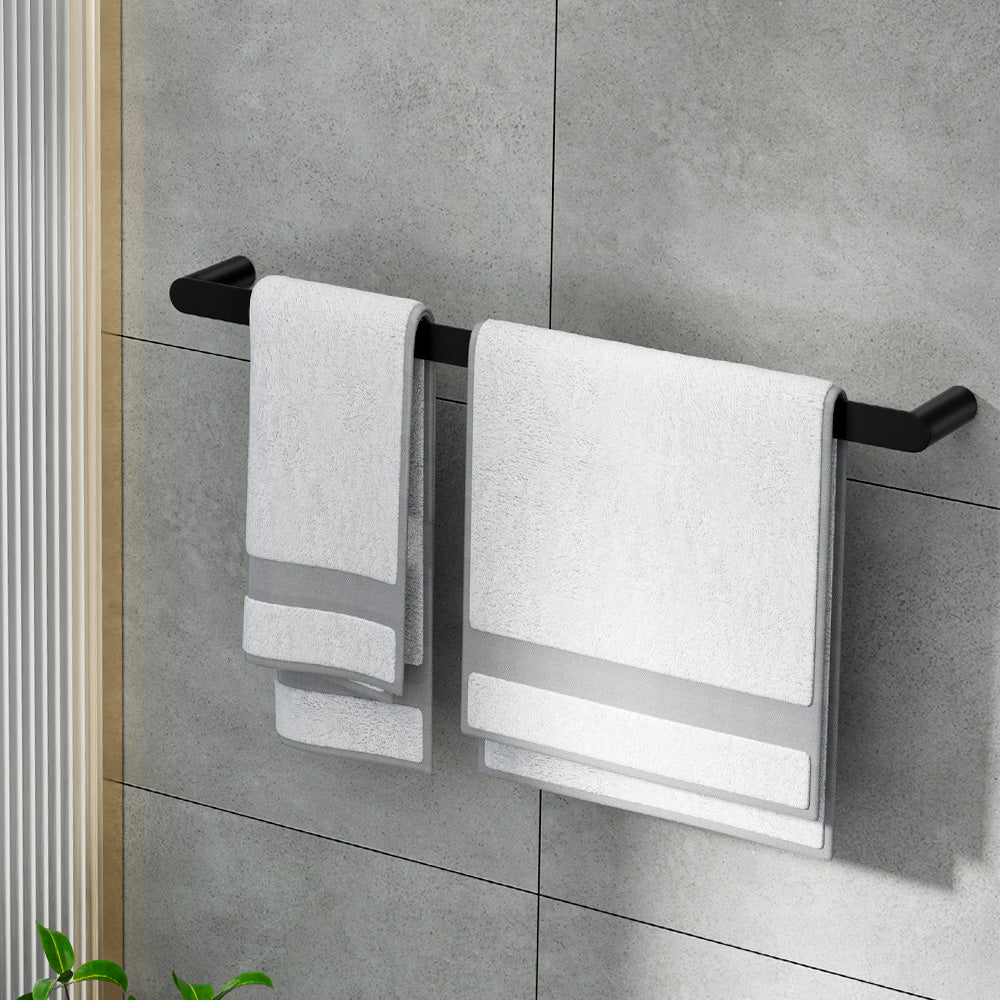 Towel Racks & Holders: Towel Rail Rack Holder Single 600mm Wall Mounted Stainless Steel Black