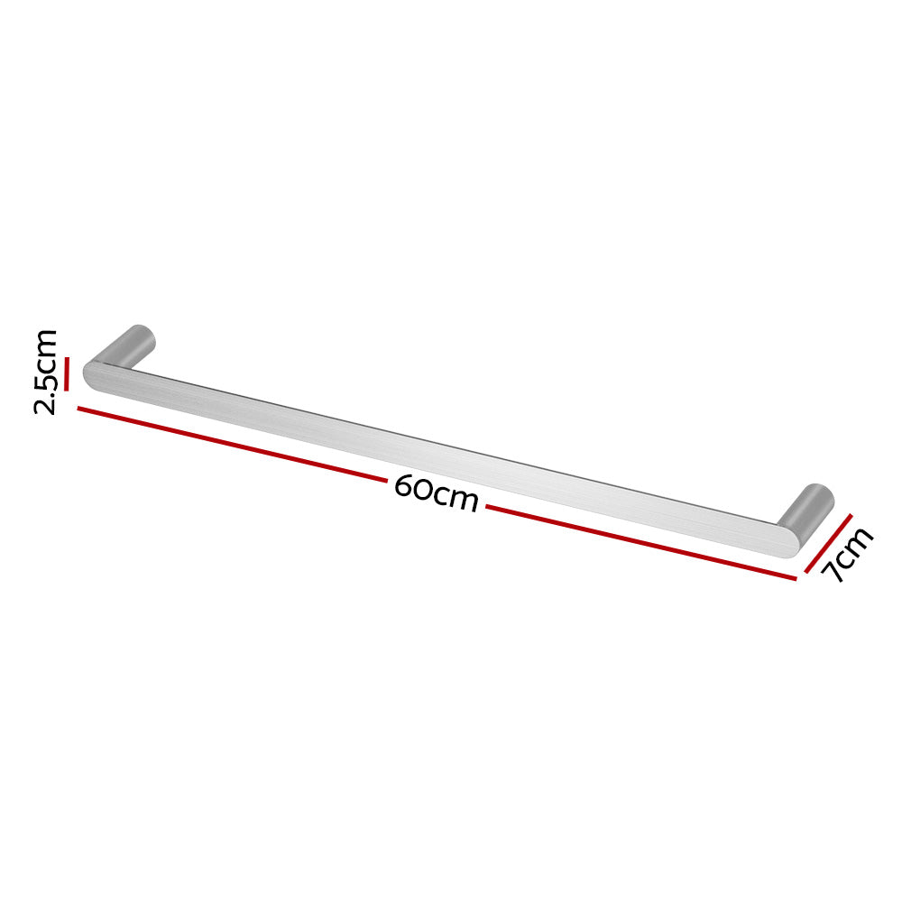 Towel Racks & Holders: Towel Rail Rack Holder Single 600mm Wall Mounted Stainless Steel Silver