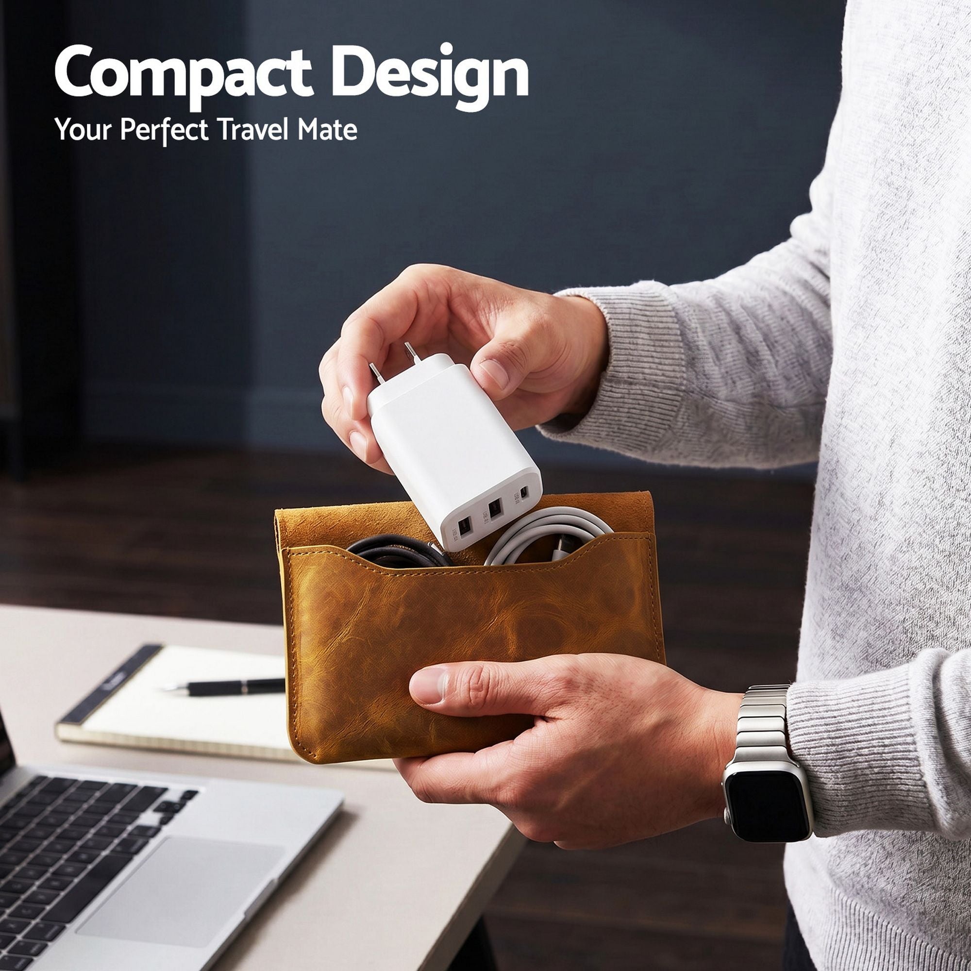 Devanti USB C Charger 30W Fast Charger 3 Port PD Charging Block White