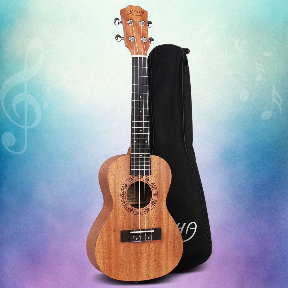 Guitars: Alpha 23" Ukulele Natural Mahogany Concert Beginner Gift w/ Carry Bag