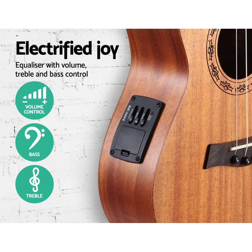 Guitars: Alpha 26" Ukulele Equaliser Natural Mahogany Tenor Beginner Gift w/ Bag