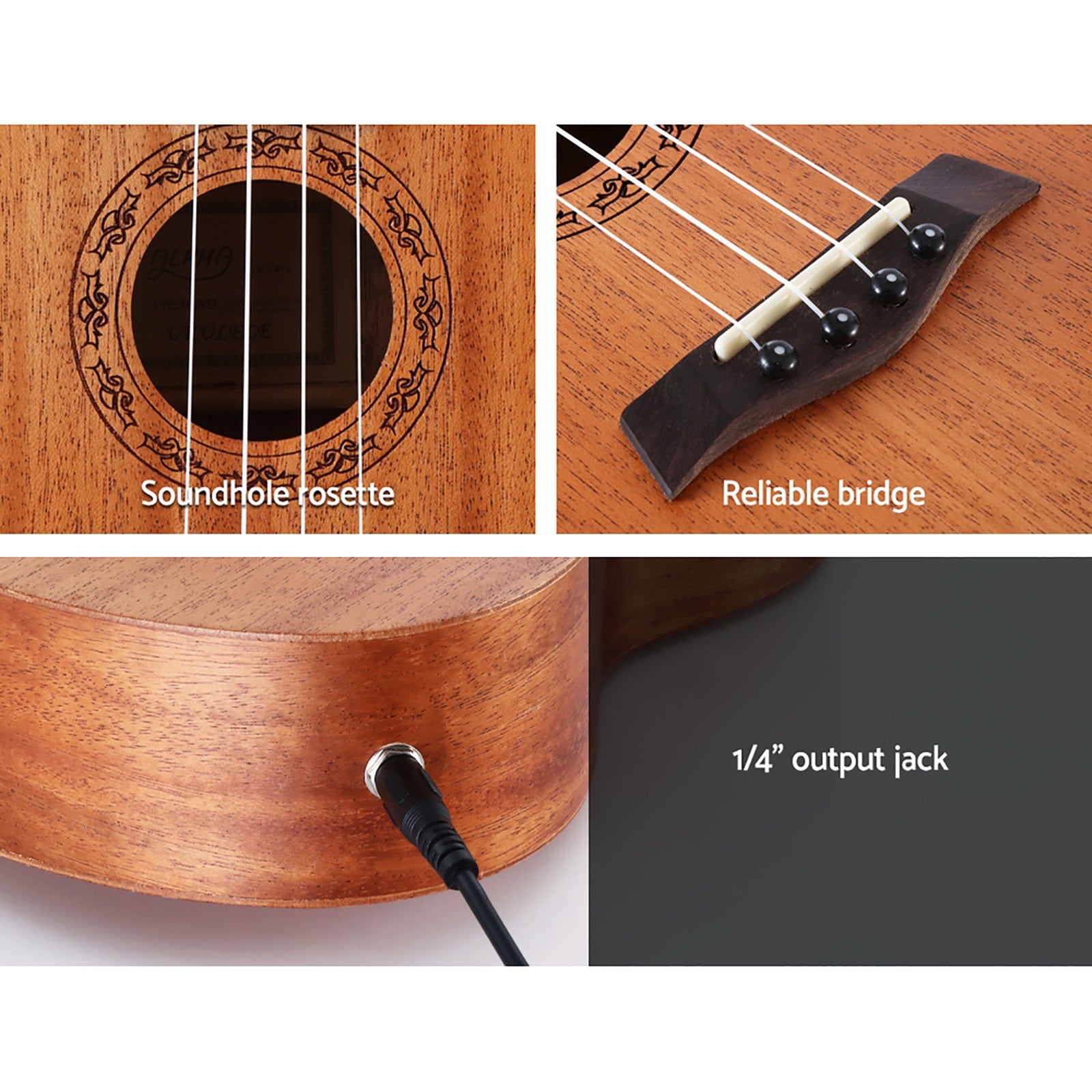 Guitars: Alpha 26" Ukulele Equaliser Natural Mahogany Tenor Beginner Gift w/ Bag