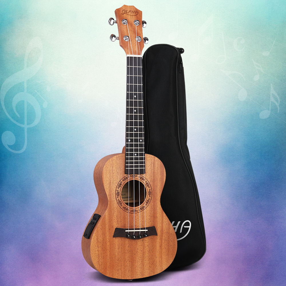 Guitars: Alpha 26" Ukulele Equaliser Natural Mahogany Tenor Beginner Gift w/ Bag