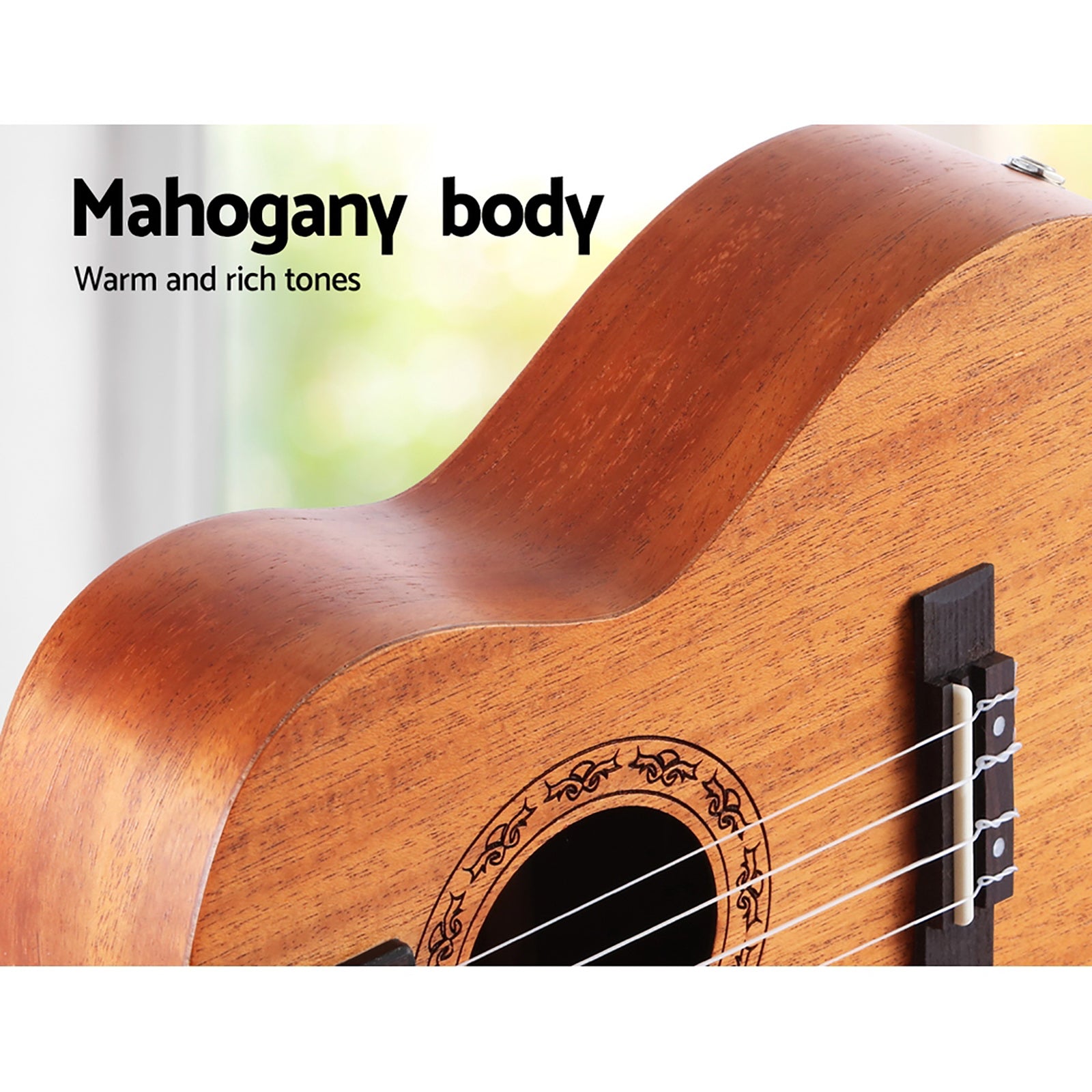 Guitars: Alpha 26" Ukulele Natural Mahogany Tenor Beginner Gift w/ Carry Bag