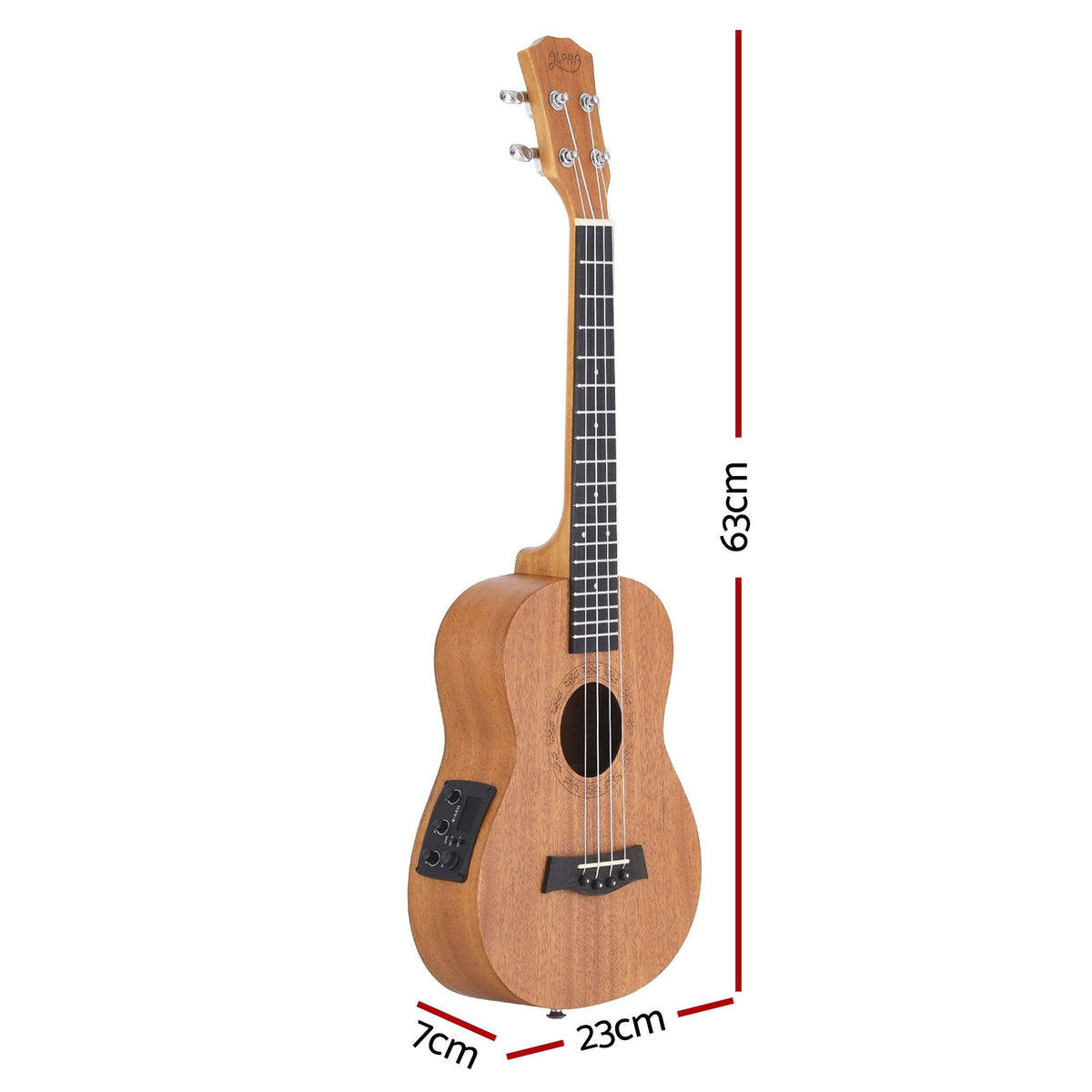 Alpha 26 Inch Solid Mahogany Tenor Ukulele Electric Acoustic, Natural