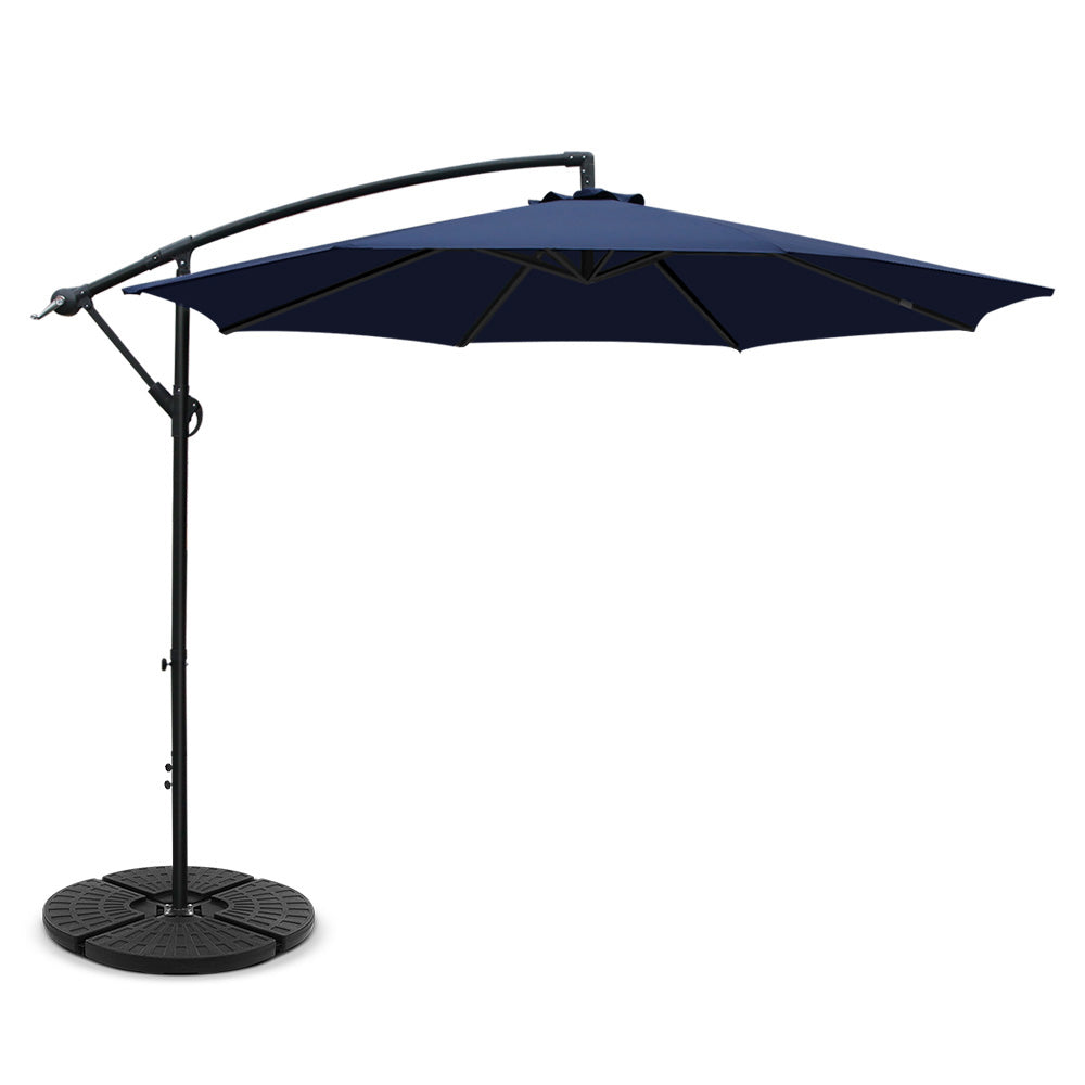 Umbrellas & Sunshades: Instahut 3m Outdoor Umbrella w/Base Cantilever Beach Garden Patio Navy