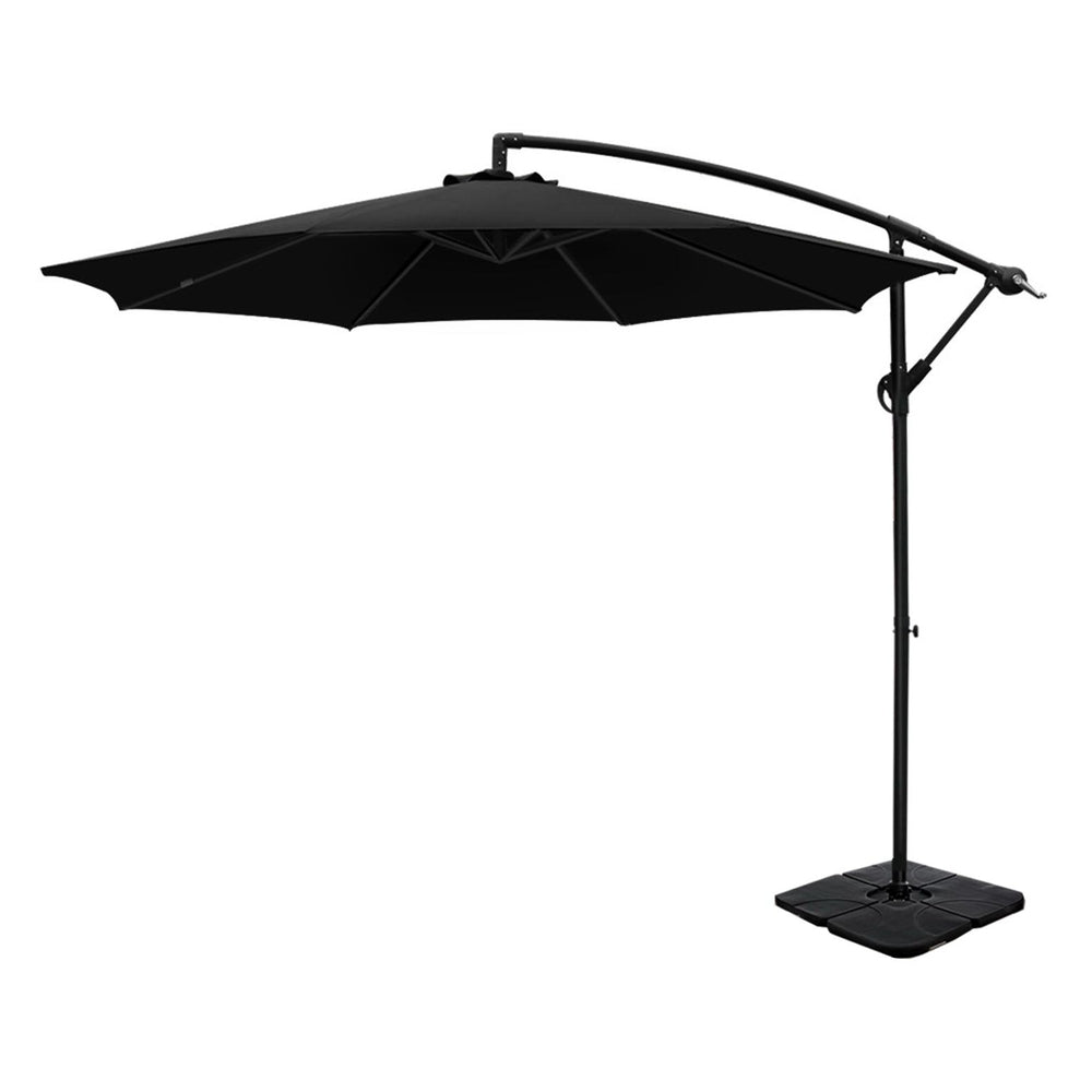 Umbrellas & Sunshades: Instahut 3m Umbrella w/Base Outdoor Cantilever Beach Garden Patio Parasol Black