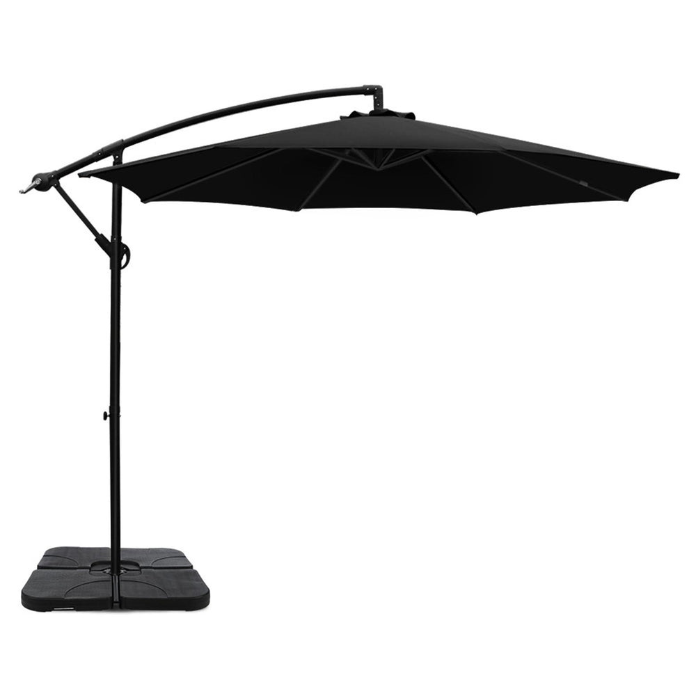 Umbrellas & Sunshades: Instahut 3m Umbrella w/Base Outdoor Cantilever Beach Garden Patio Parasol Black