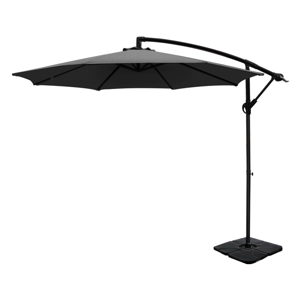 Umbrellas & Sunshades: Instahut 3m Umbrella w/Base Outdoor Cantilever Beach Garden Patio Parasol Charcoal