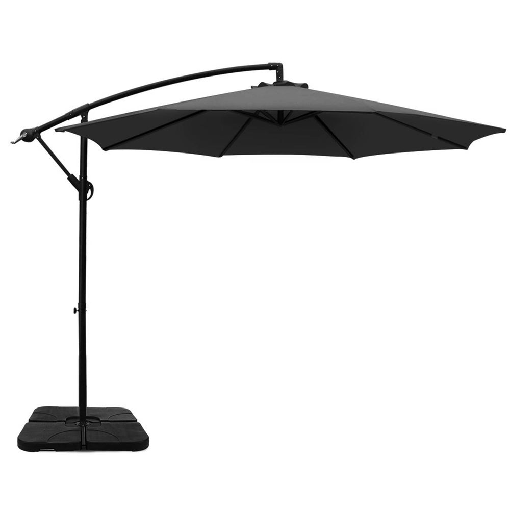 Umbrellas & Sunshades: Instahut 3m Umbrella w/Base Outdoor Cantilever Beach Garden Patio Parasol Charcoal
