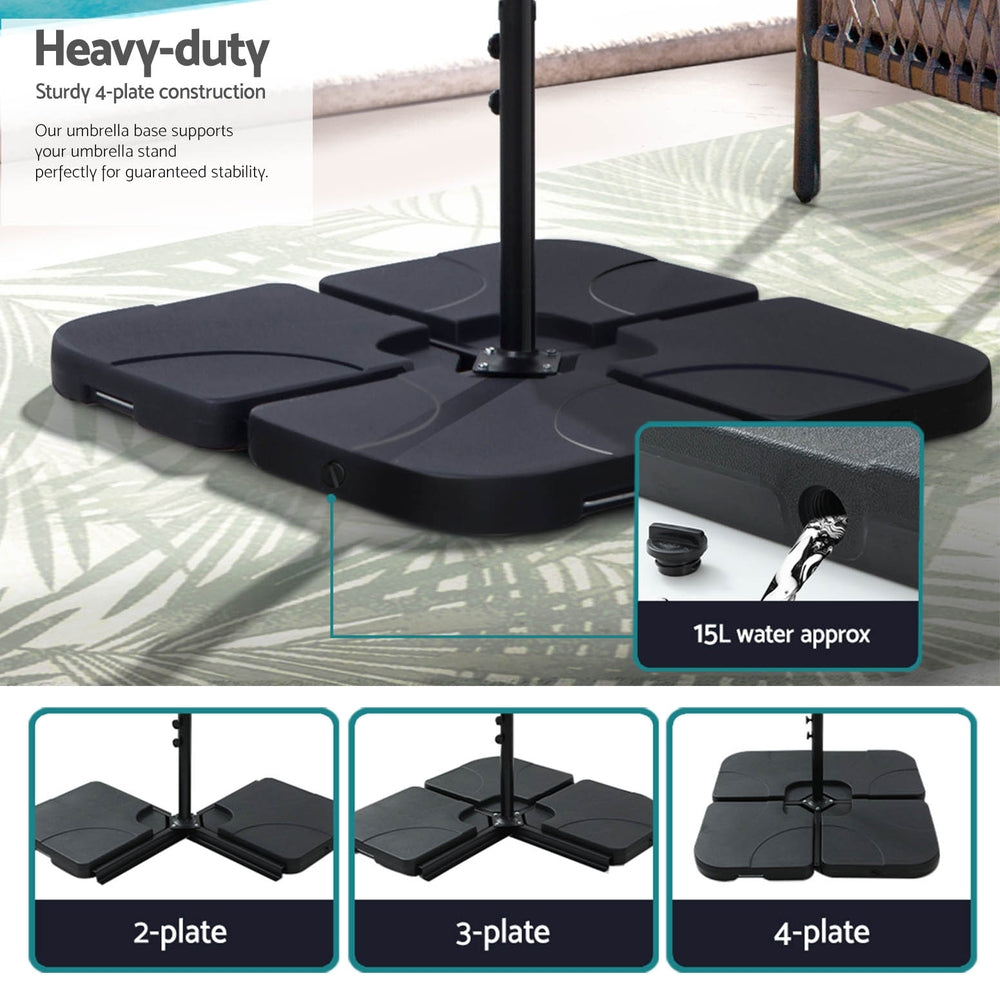 Umbrellas & Sunshades: Instahut 3m Umbrella w/Base Outdoor Cantilever Beach Garden Patio Parasol Charcoal