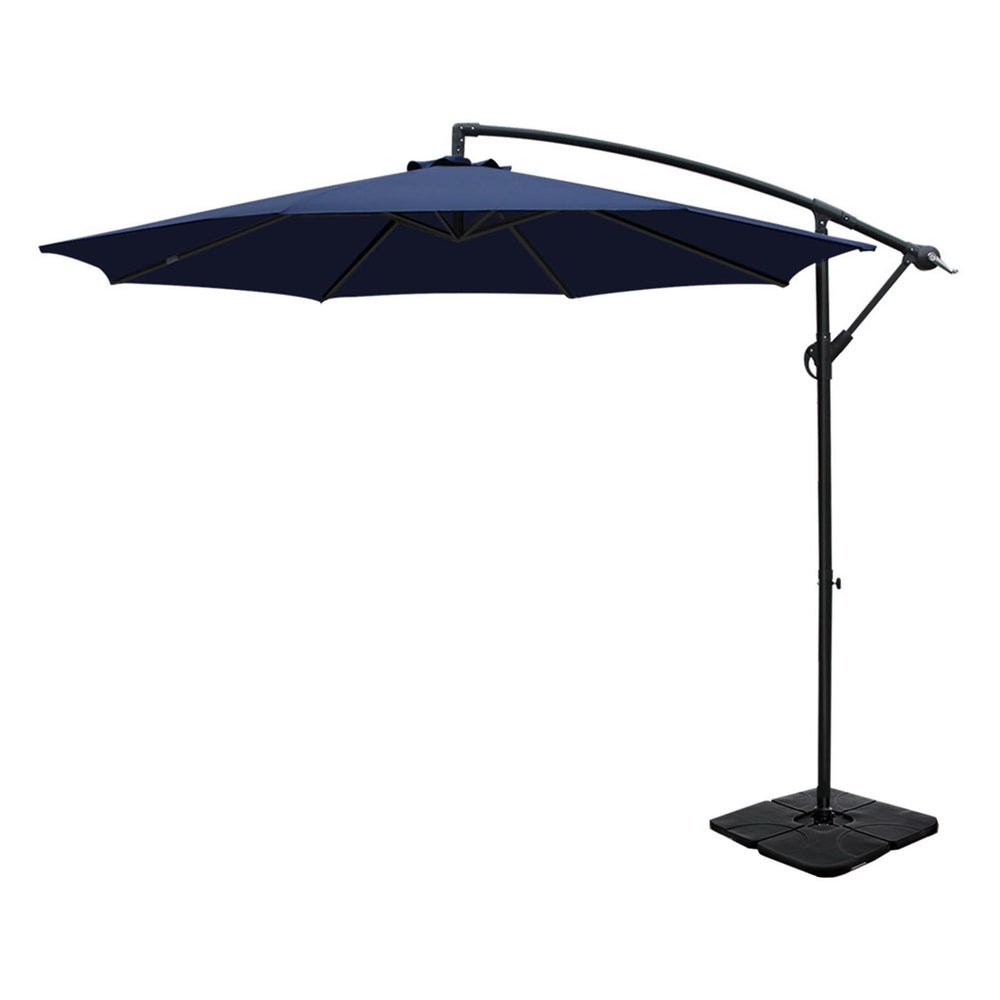 Umbrellas & Sunshades: Instahut 3m Umbrella w/Base Outdoor Cantilever Beach Garden Patio Parasol Navy